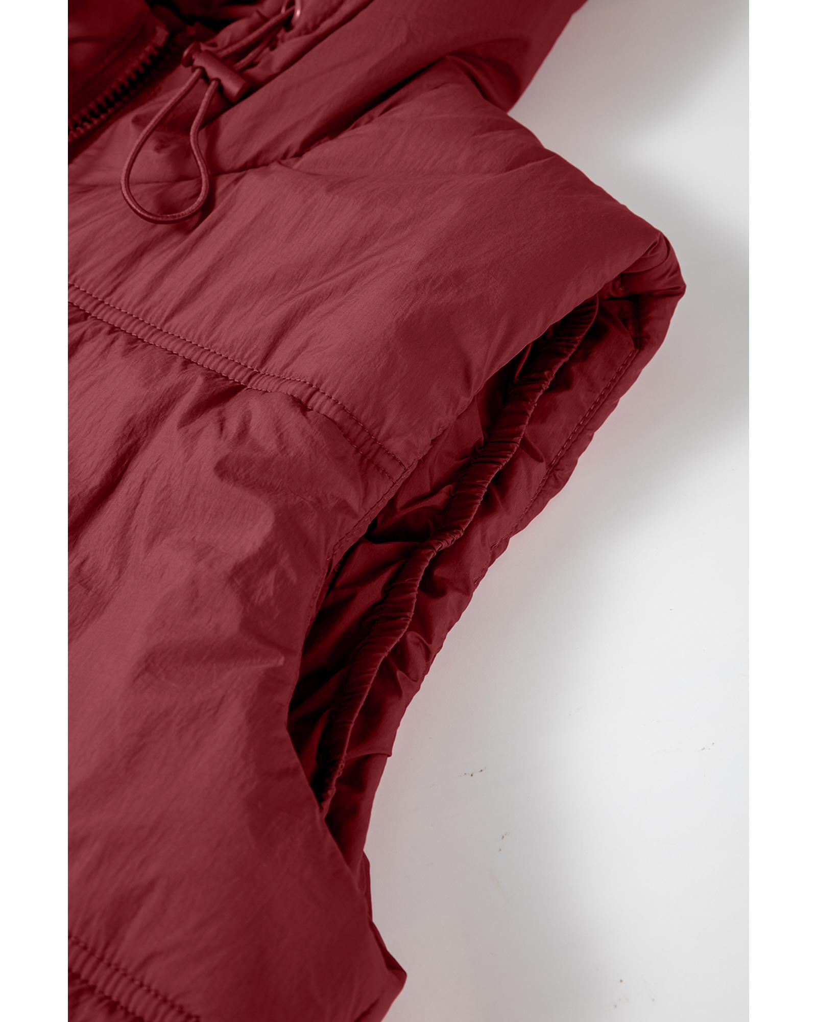 V539-AZEXDC853372-P8017-XL-202508301150-00 Clay Zip-up Side Pockets Hooded Puffer Vest - XL - Image 1