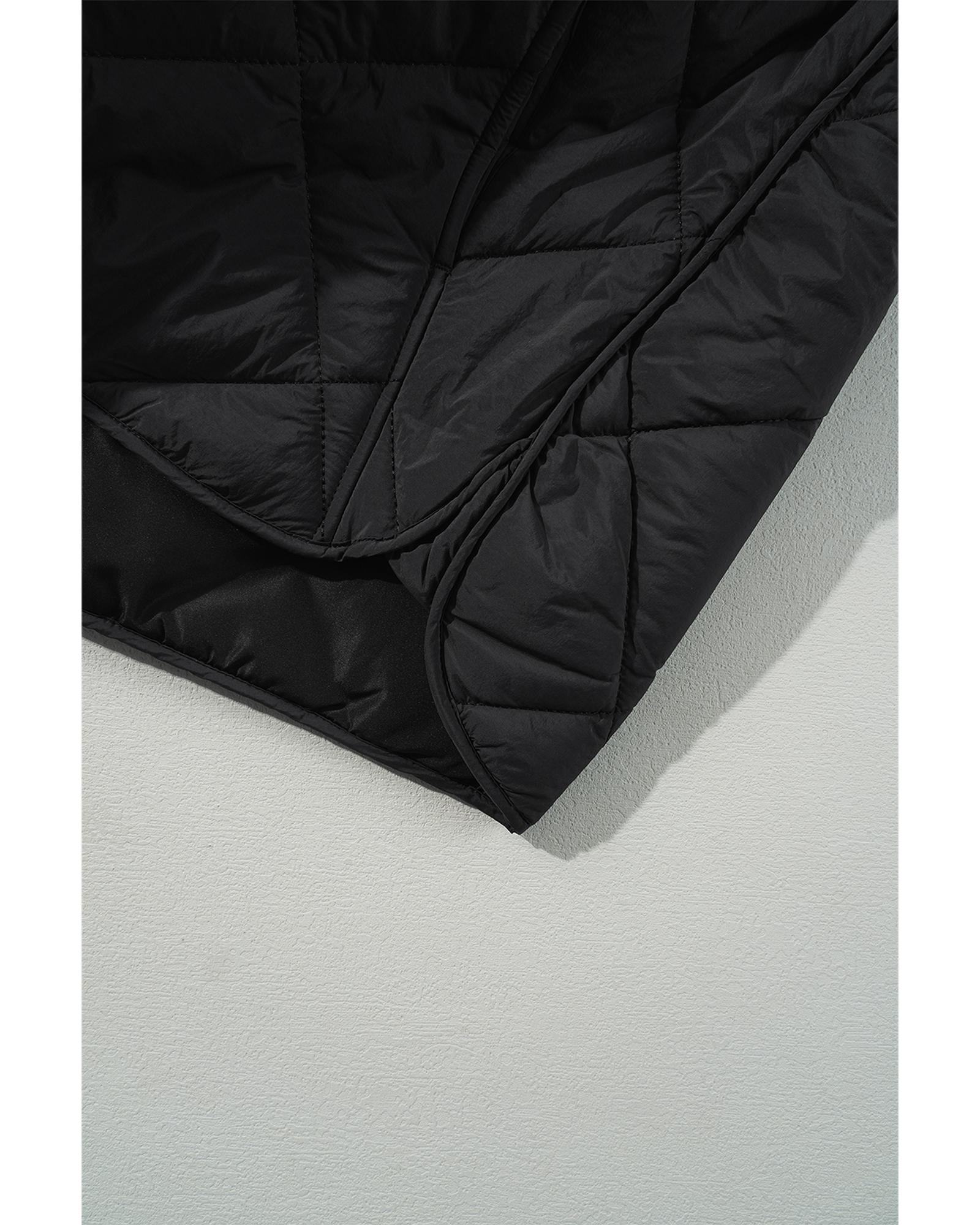 V539-AZEXDC853373-P2-M-202508302040-00 Black Quilted High Neck Button Up Pocket Vest Coat - M - Image 1