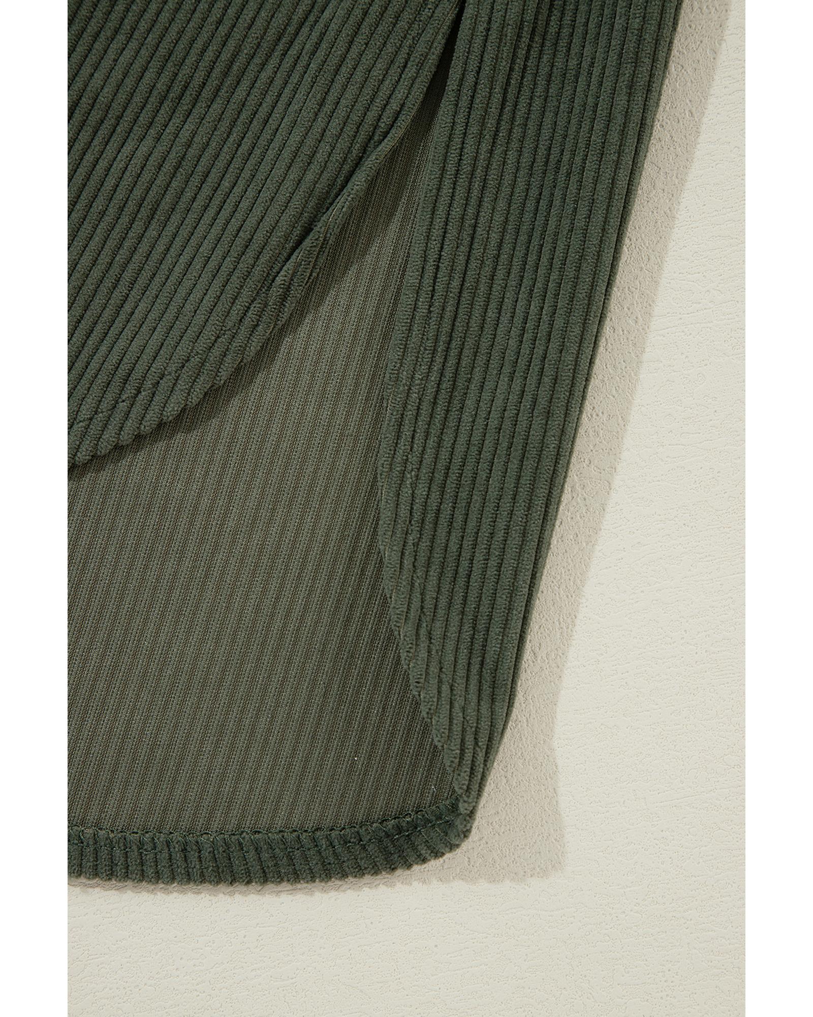 V539-AZEXDC854696-P609-L-202506152022-00 Jungle Green Oversized Corduroy Contrast Hooded Shacket - L - Image 1