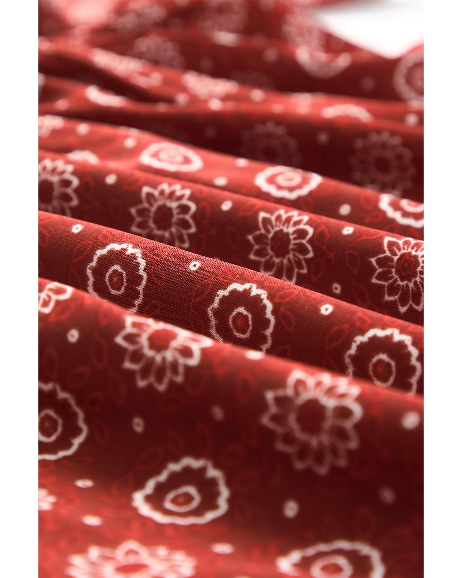 V539-AZEXPL251461-3-3X-202508311230-00 Red Plus Size Square Neck Printed Peplum Top - 3X - Image 1