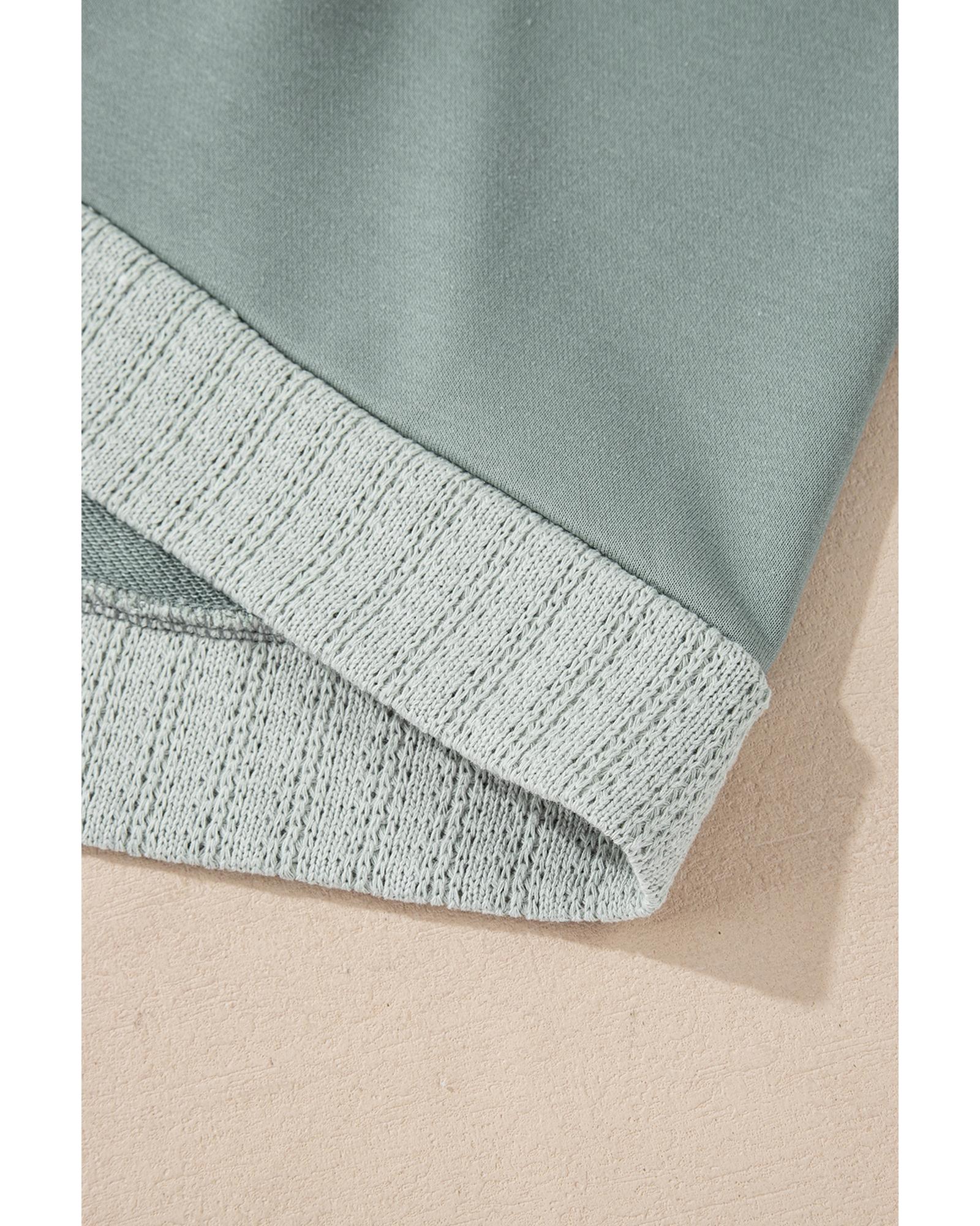 V539-AZEXPL2521064-P509-3X-202508310755-00 Mist Green Stars Patchwork Round Neck Plus Size T Shirt - 3X - Image 1