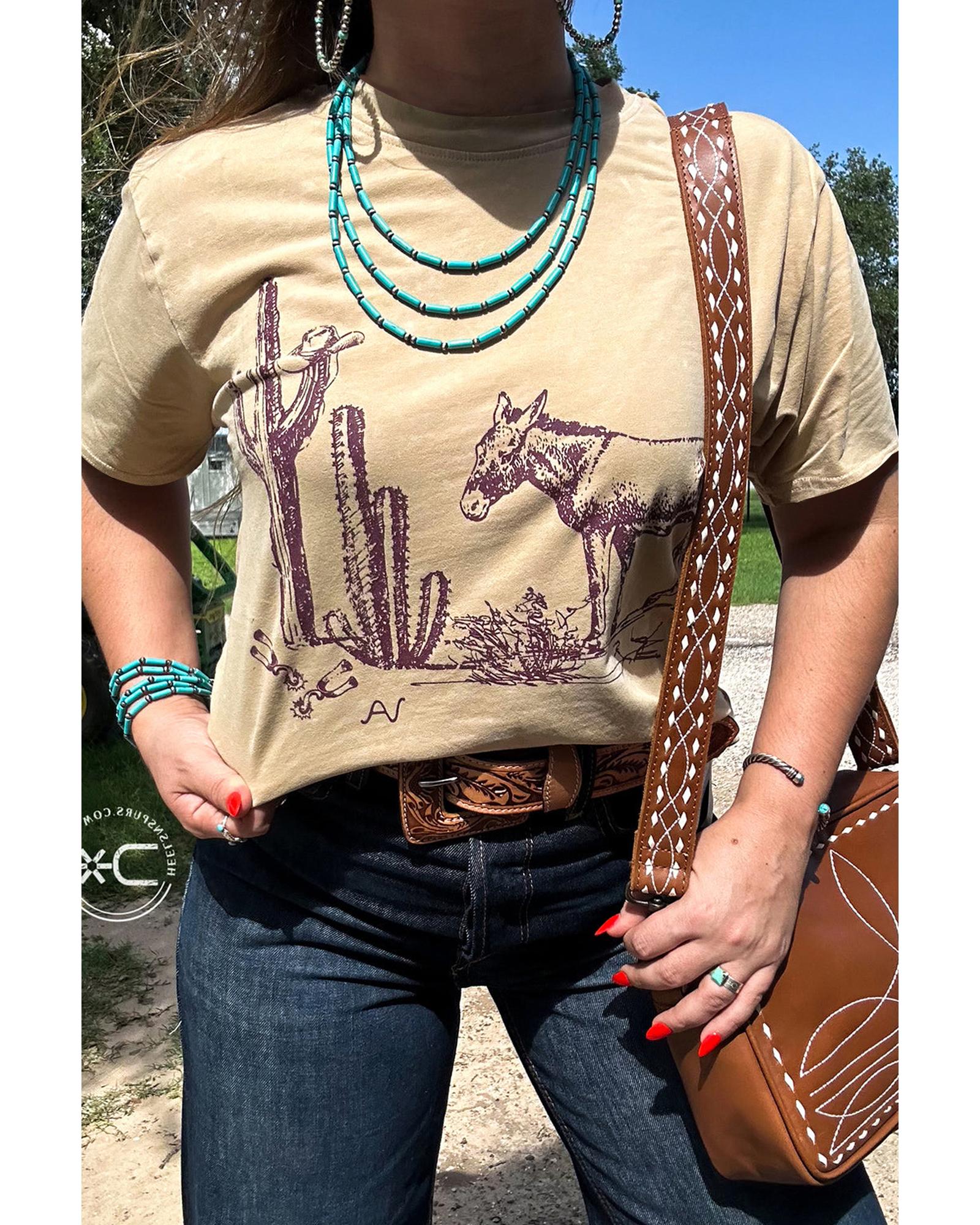 V539-AZEXPL2521559-P6016-4X-202508310640-00 Parchment Western Burro Cactus Crew Neck Graphic Tee - 4X - Image 1