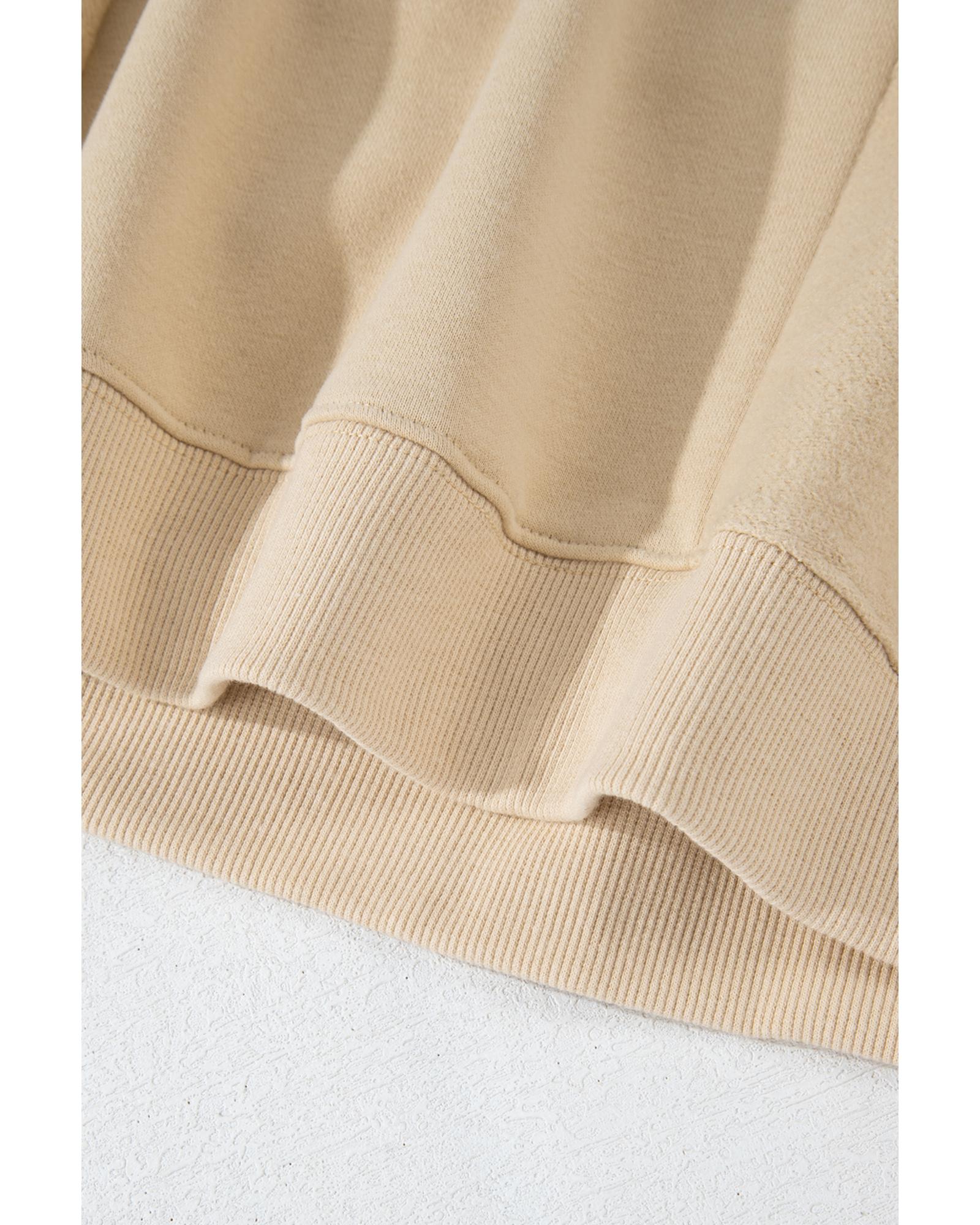 V539-AZEXPL25317324-P18-4X-202508310700-00 Apricot Loose Patchwork Crewneck Plus Size Sweatshirt - 4X - Image 1