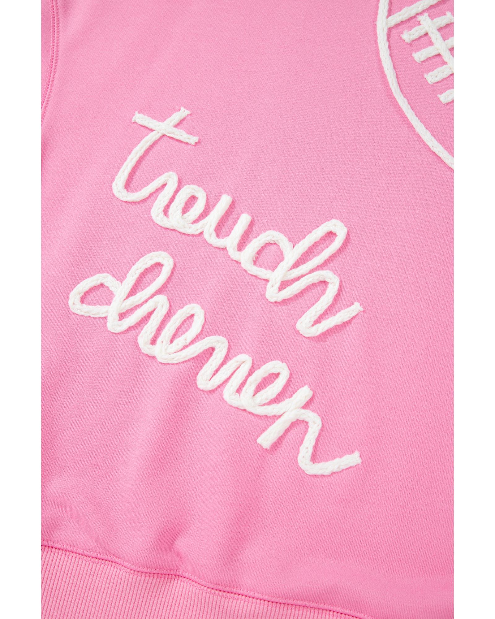 V539-AZEXPL25317813-P10-2X-202508311355-00 Pink Touch Down Rugby Football Embroidered Plus Size Sweatshirt - 2X - Image 1