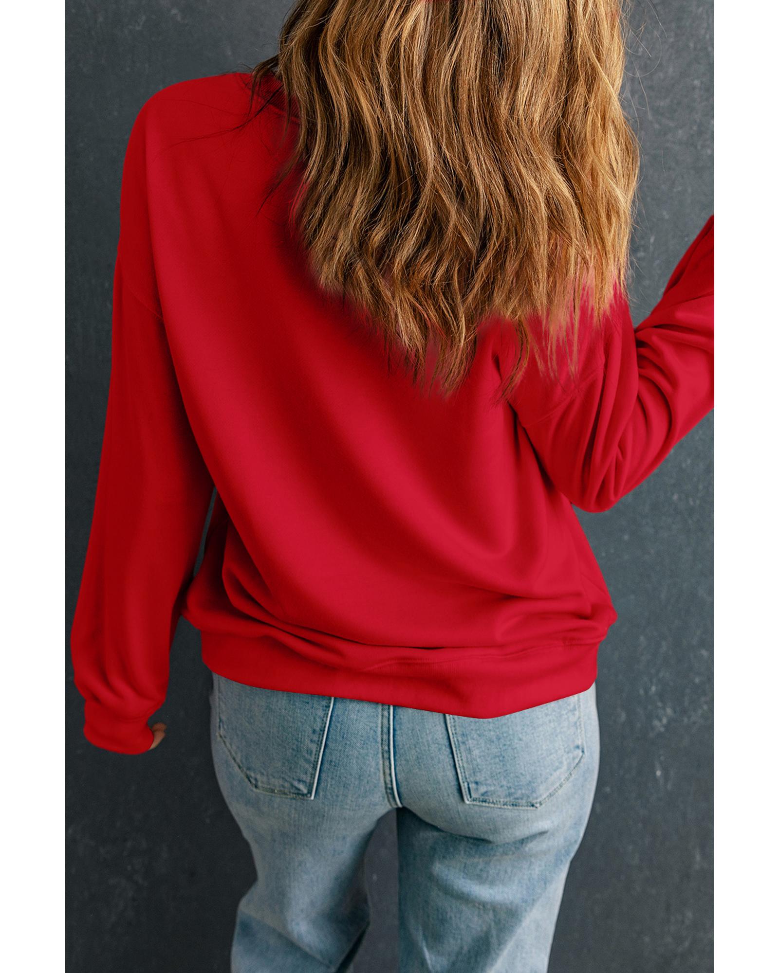 V539-AZEXPL253831-P603-3X-202508302200-00 Racing Red Halloween Bow Knot Pumpkin Print Drop Shoulder Plus Sweatshirt - 3X - Image 1