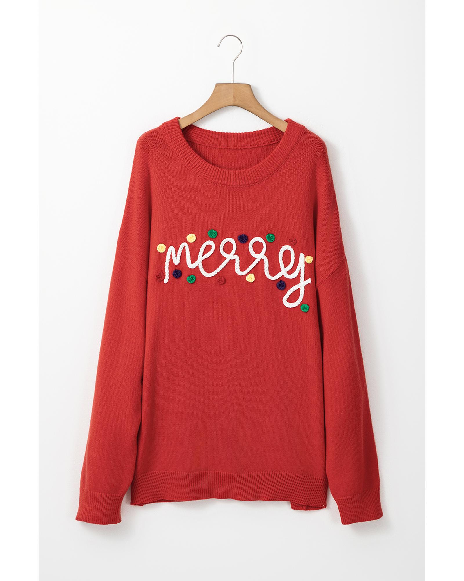 V539-AZEXPL272338-P3-3X-202508301815-00 Fiery Red Merry Graphic Christmas Plus Size Sweater - 3X - Image 1