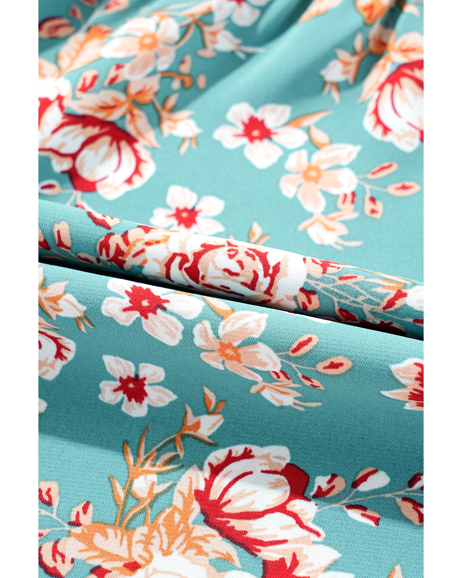 V539-AZEXPL611935-P920-3X-202508301510-00 Green Plus Size Floral Print Square Neck Smocked Maxi Dress - 3X - Image 1