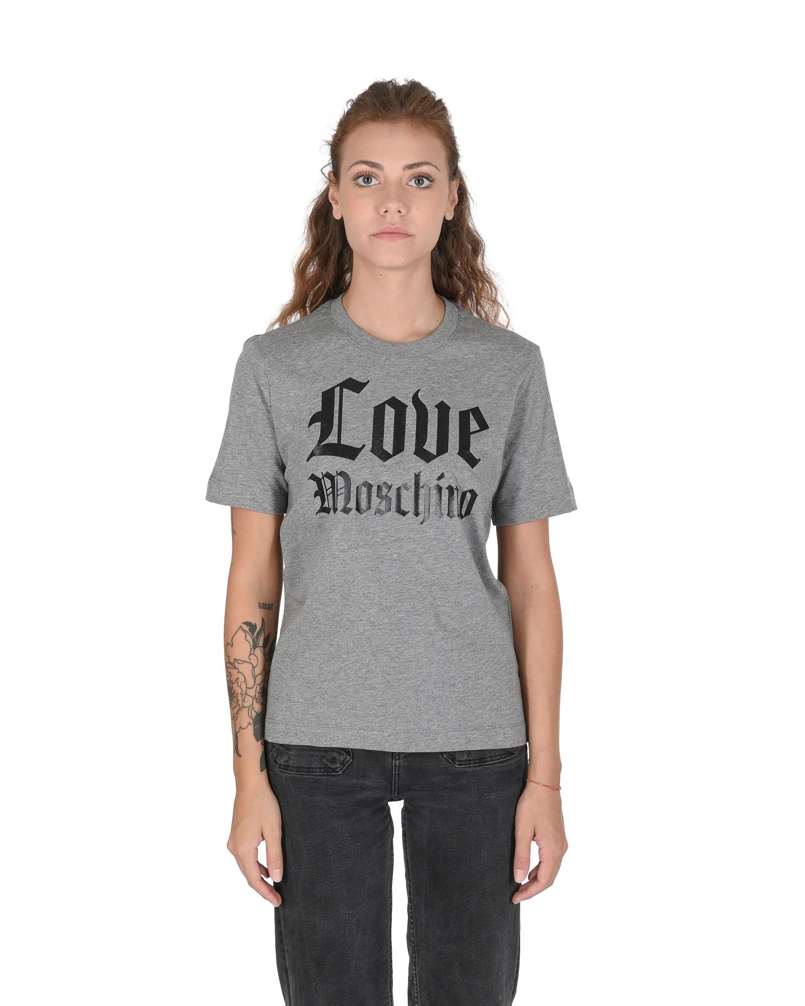 V539-BTB106992-202506160220-00 Love Moschino Women's Grey T-Shirt with Gothic Logo - 40 IT - Image 1