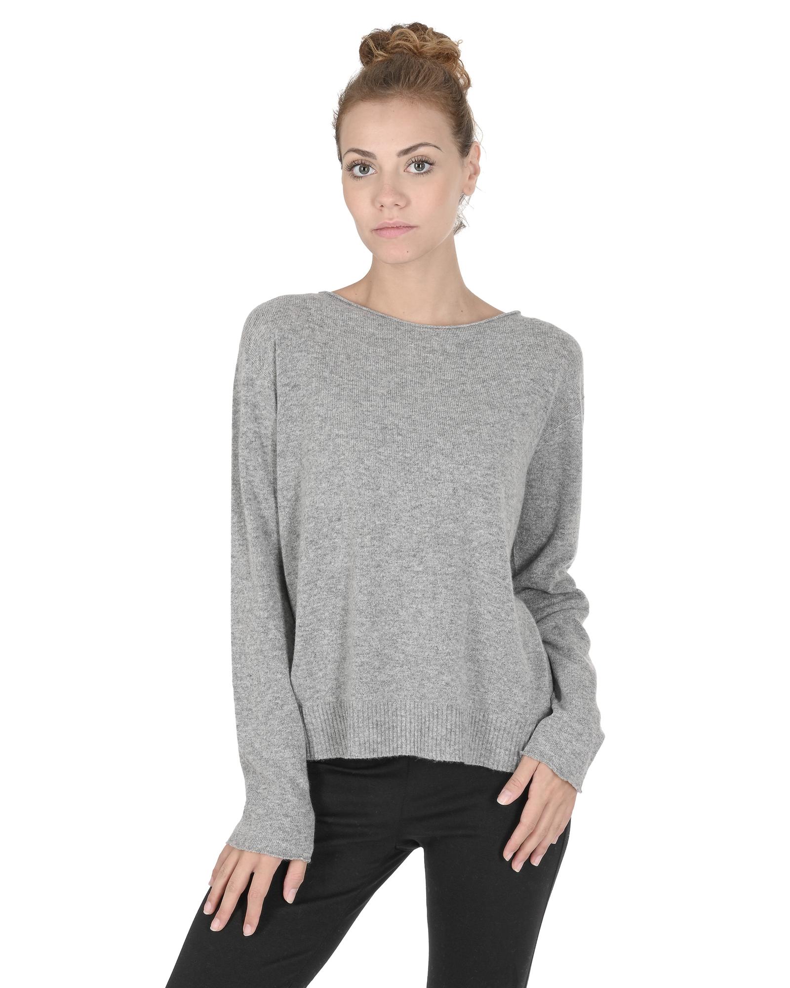V539-BTB107844-175701-00 Crown of Edinburgh Cashmere Women's Cashmere Boatneck Sweater for Women in Grigio Peltro - L - Image 1