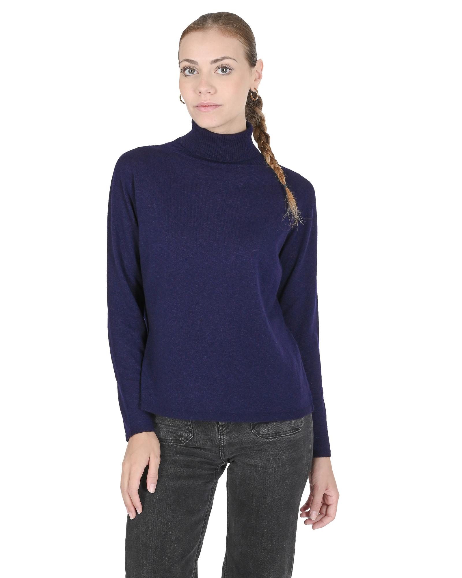 V539-BTB108181-202506160245-00 Crown of Edinburgh Cashmere Women's Cashmere Turtleneck Sweater - Italian Craftsmanship in Navy blue - S - Image 1