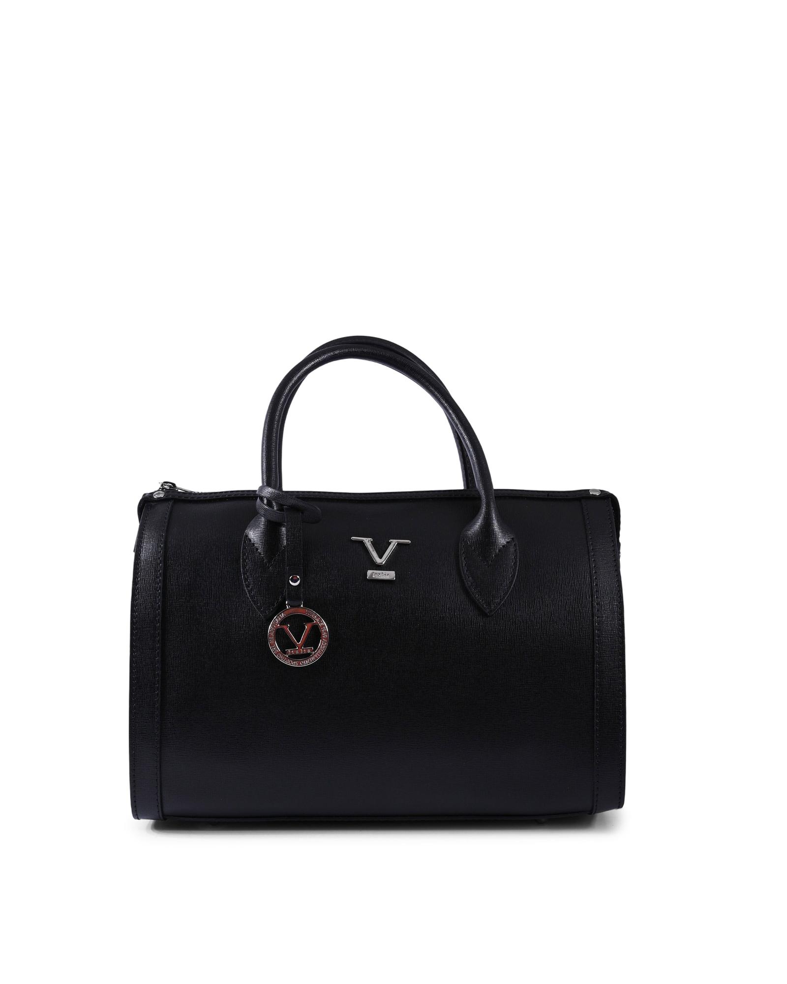 V539-BTB110388-202506160317-00 V Italia by VERSACE 1969 ABBIGLIAMENTO SPORTIVO SRL V Italia Black Leather Satchel Handbag - One Size - Image 1