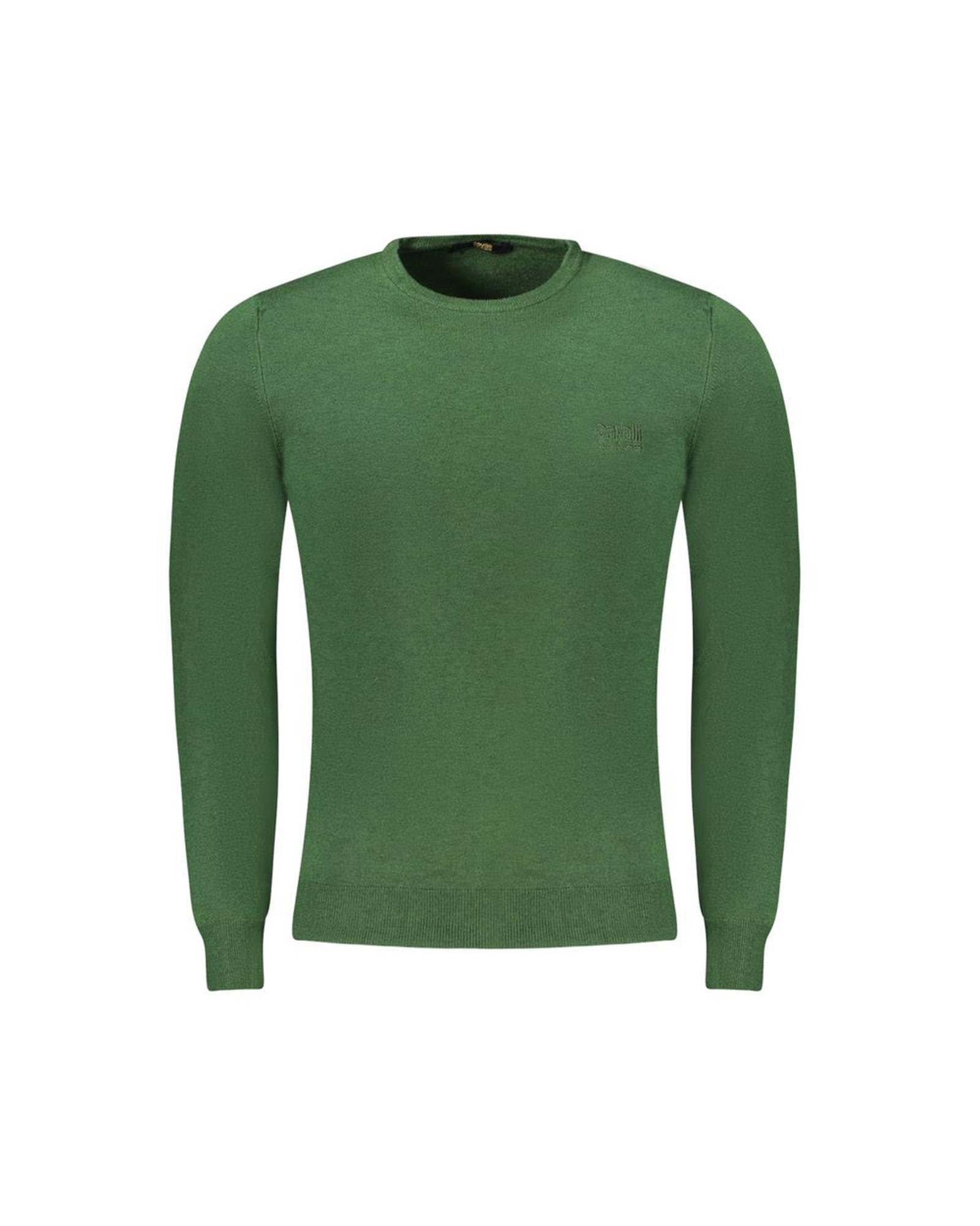 V539-CA-33474-M-202506161120-00 Cavalli Class Men's Green Polyester Sweater - M - Image 1