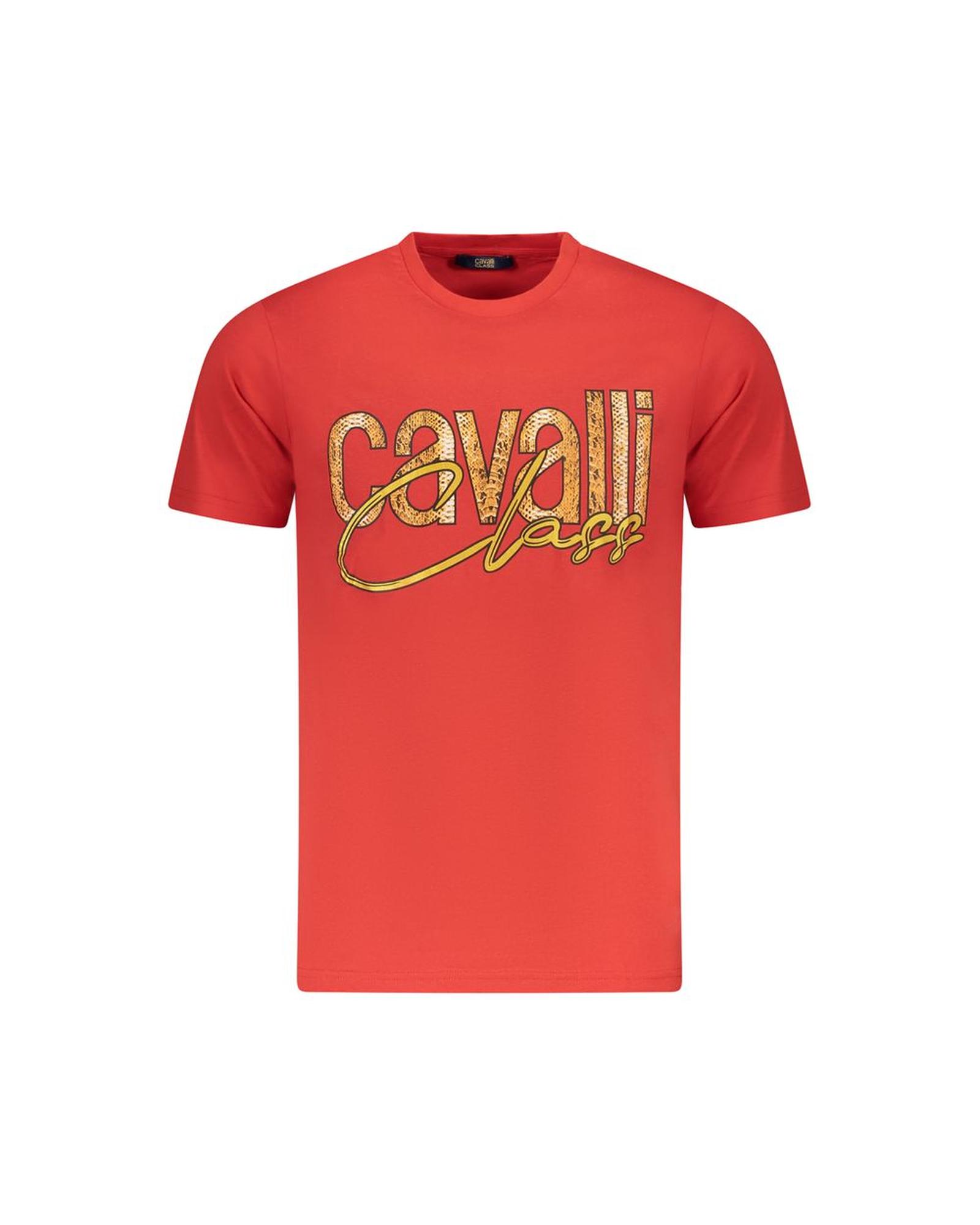 V539-CA-36642-XL-202506161546-00 Cavalli Class Men's Red Cotton T-Shirt - XL - Image 1