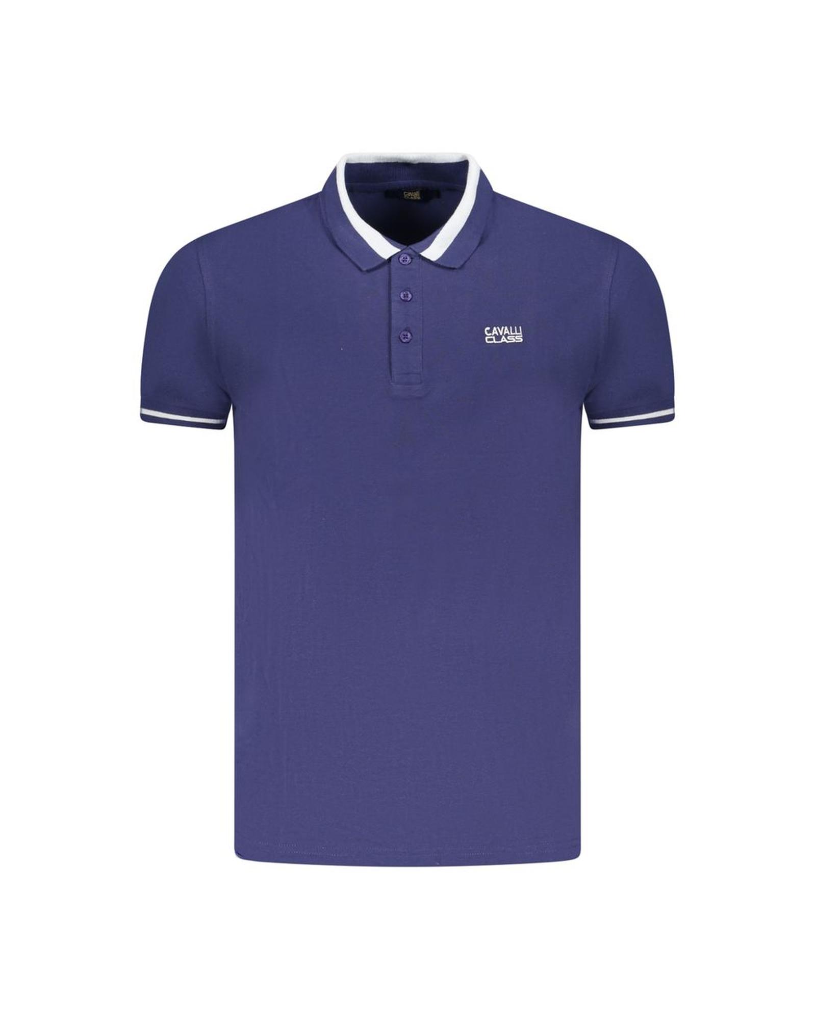 V539-CA-36682-M-202506161426-00 Cavalli Class Men's Blue Cotton Polo Shirt - M - Image 1