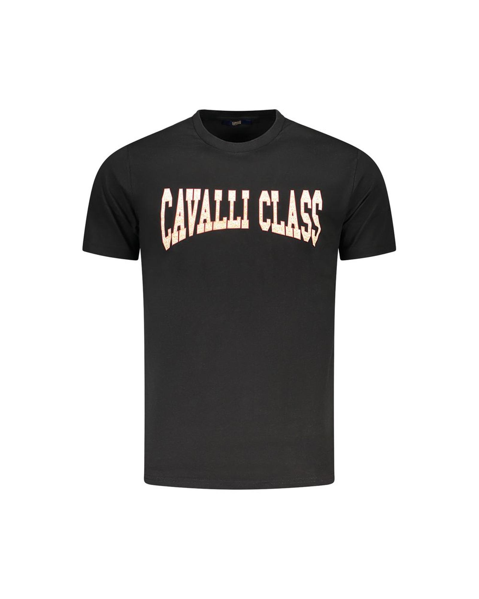V539-CA-36690-XXL-202506161442-00 Cavalli Class Men's Black Cotton T-Shirt - 2XL - Image 1