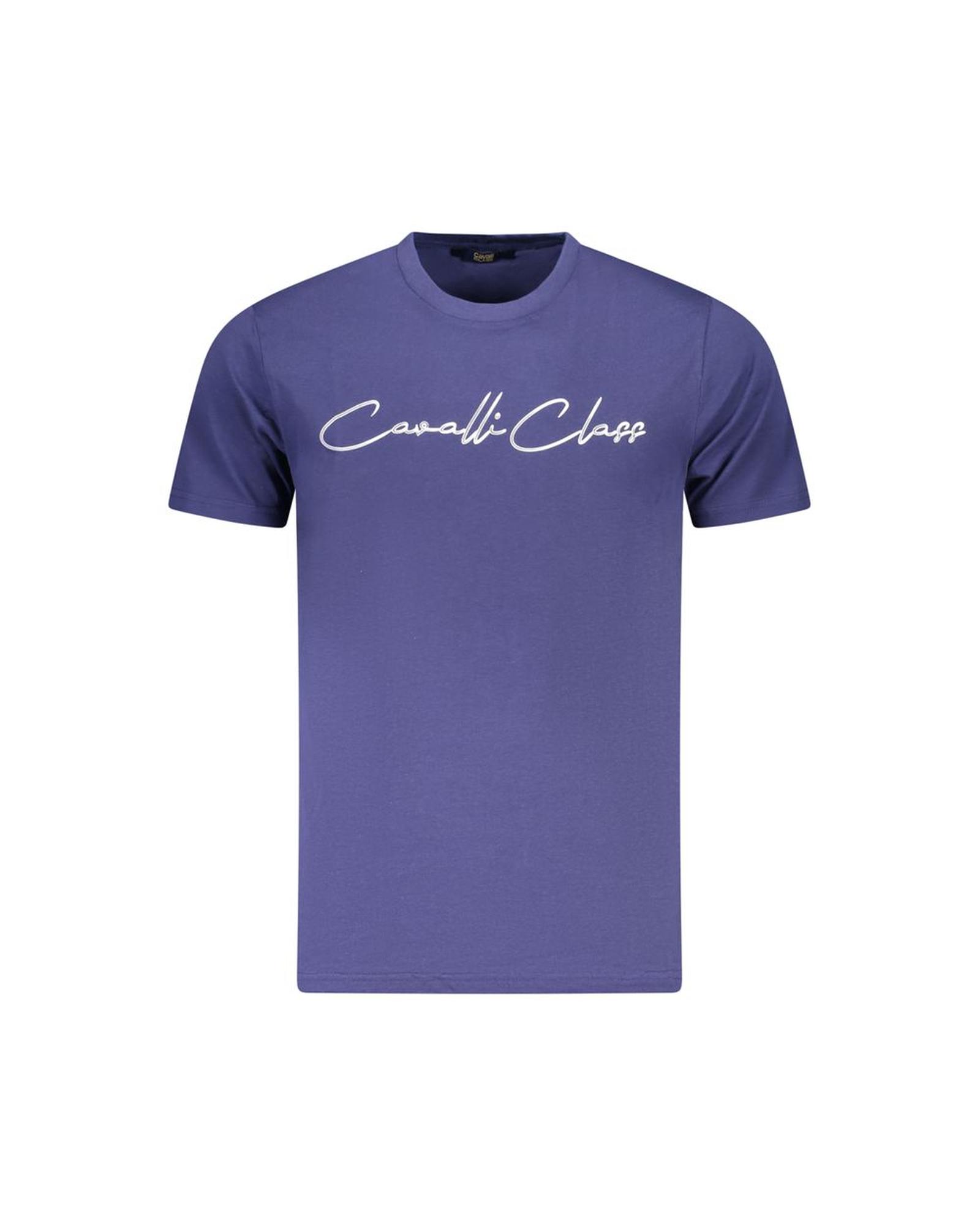 V539-CA-36698-XL-202506161512-00 Cavalli Class Men's Blue Cotton T-Shirt - XL - Image 1
