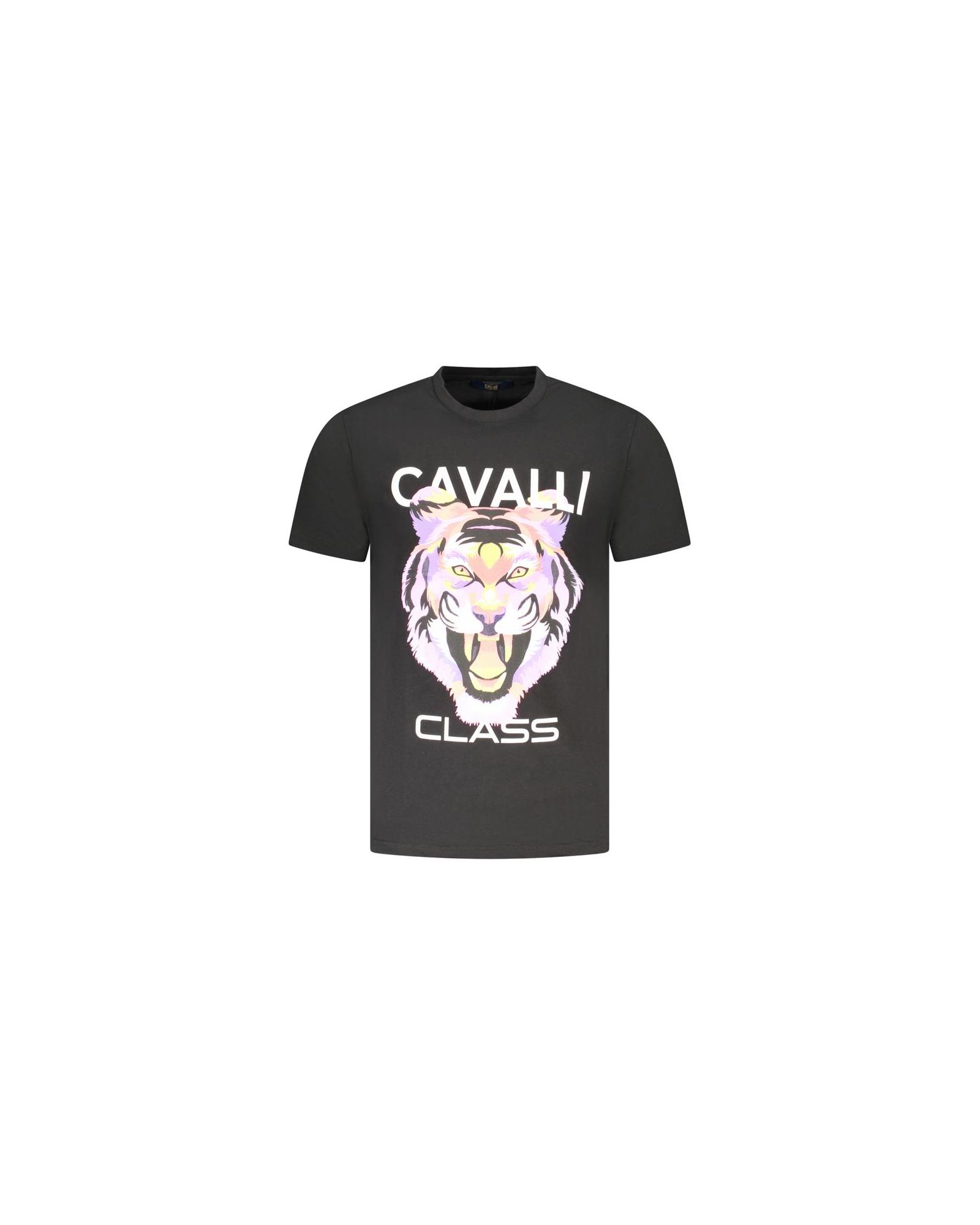 V539-CA-36714-XL-202506161903-00 Cavalli Class Men's Black Cotton T-Shirt - XL - Image 1