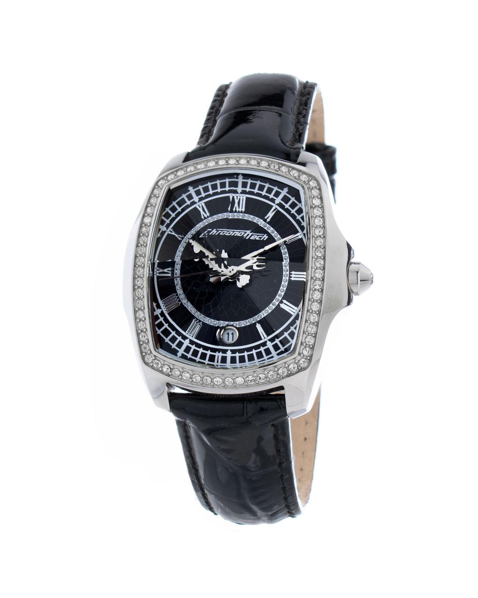 V539-CHCT7896LS92AC-202506161822-00 Chronotech Women's Black Leather Watch - One Size - Image 1