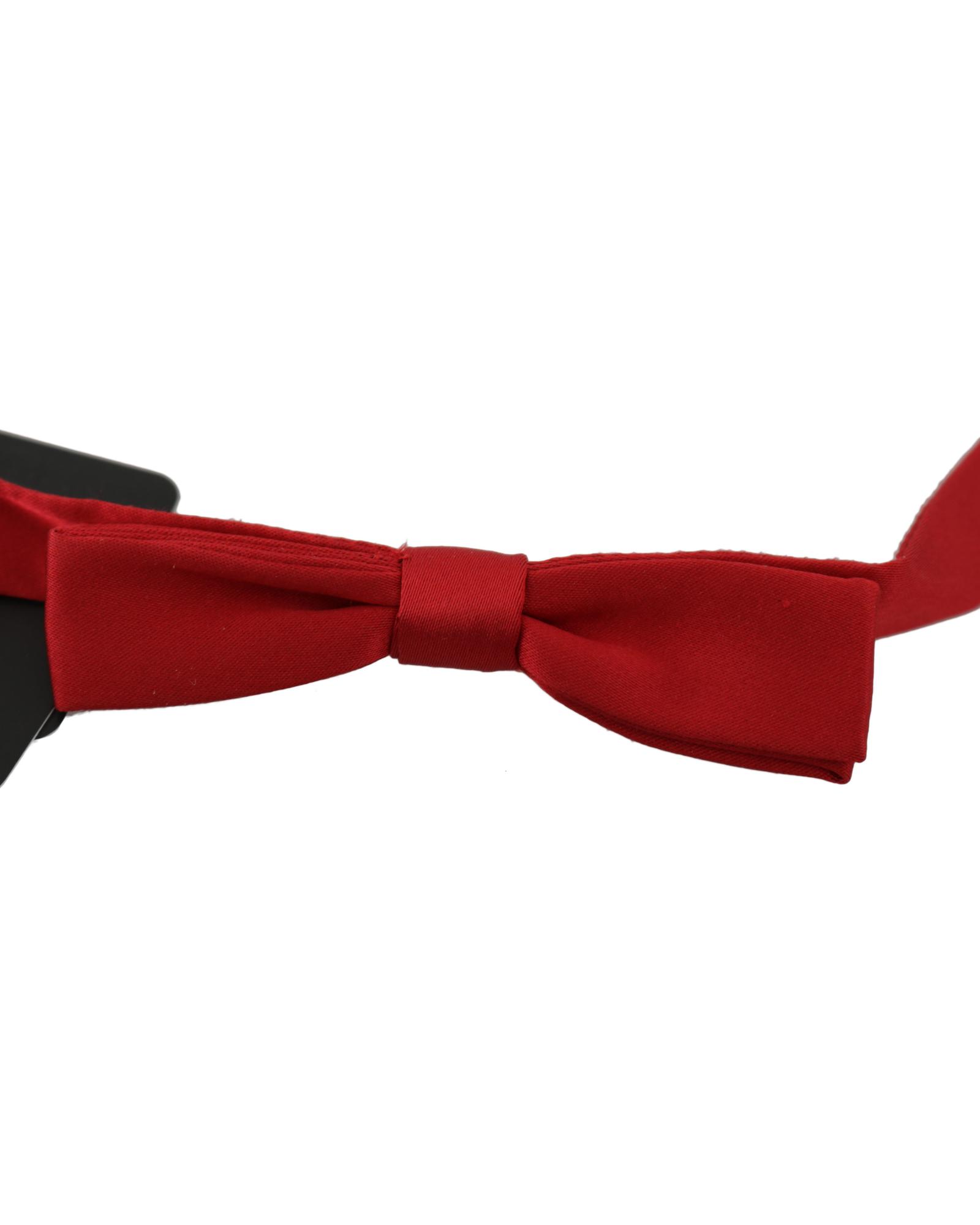 V539-FT1006-202509010815-00 Exclusive Dolce & Gabbana Red Silk Bow Tie One Size Men - Image 1