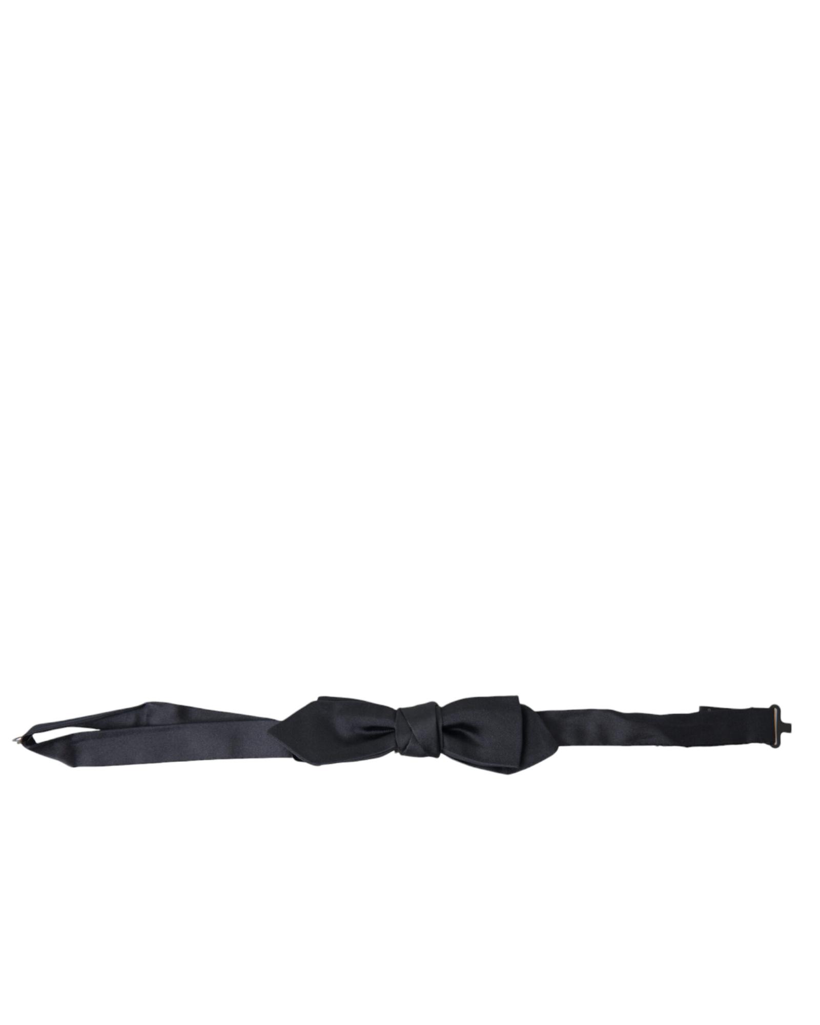 V539-FT3812-177086-00 Dolce & Gabbana Men's Dark Blue Silk Satin Adjustable Neck Papillon Bow Tie - One Size - Image 1