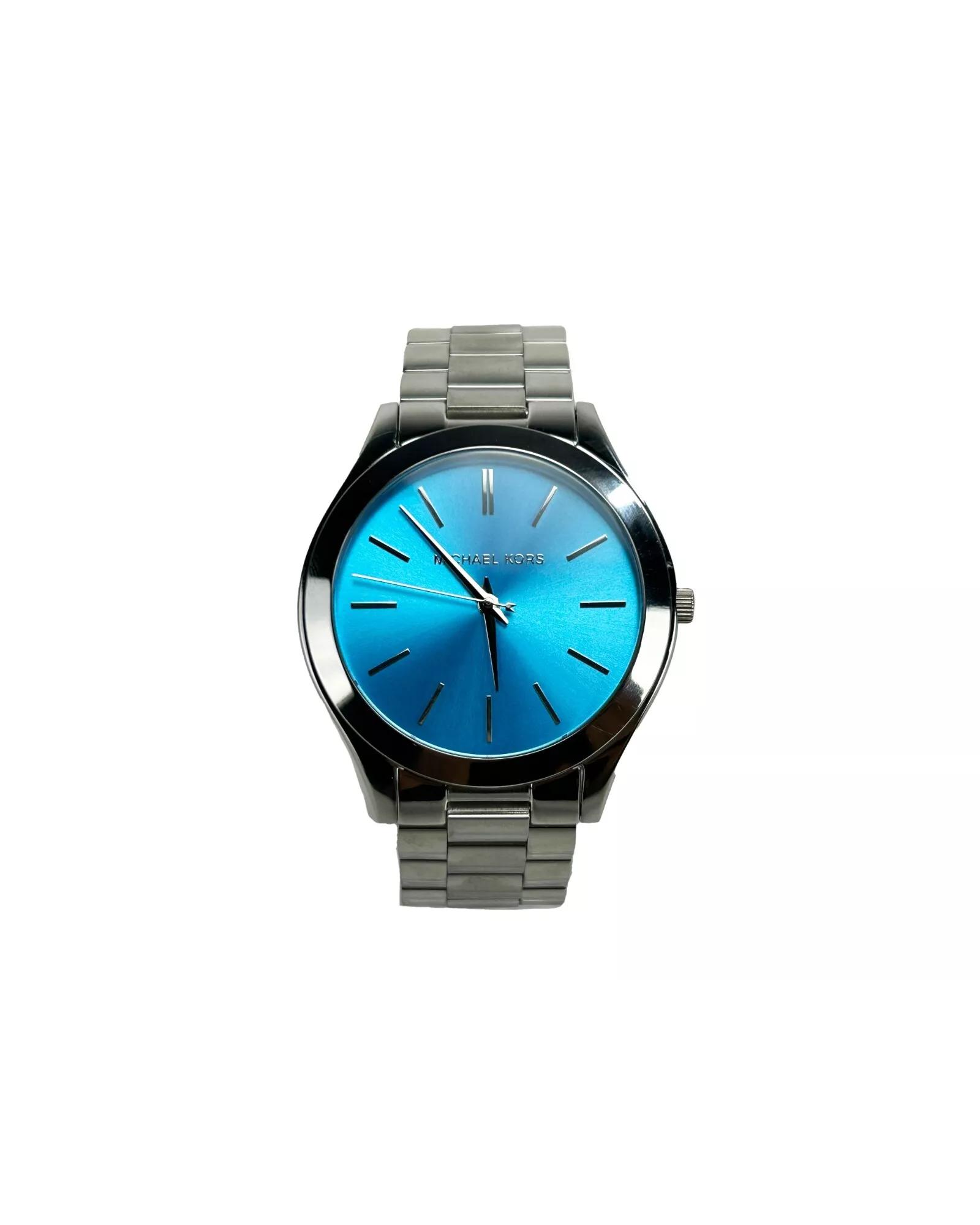 V539-MK3292-202506170925-00 Michael Kors Unisex's Slim Runway Stainless Steel Watch Blue Silver MK3292 - One Size - Image 1