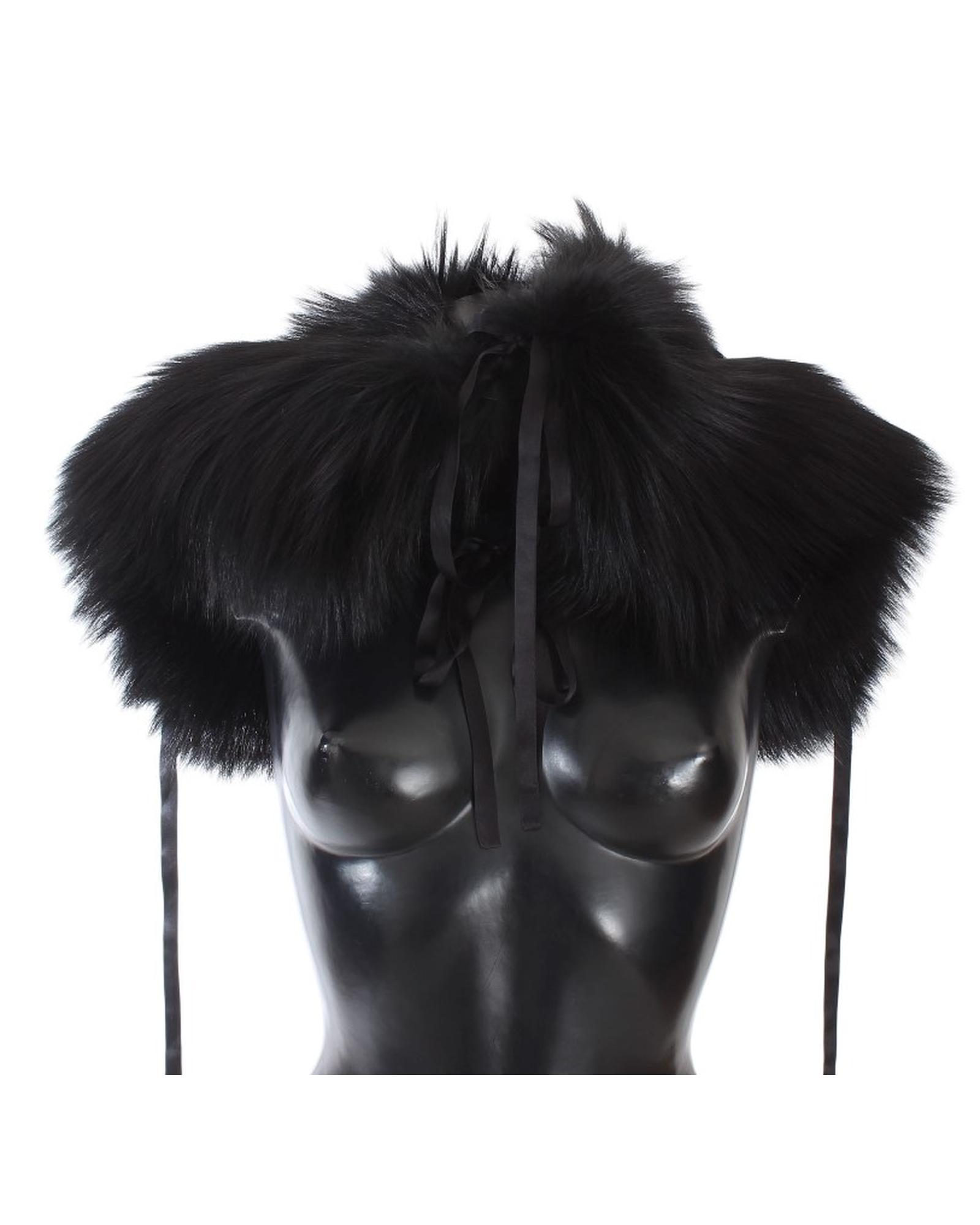 V539-MS1580-2-202509010705-00 Dolce & Gabbana Black Fox Fur Shoulder Wrap M Women - Image 1