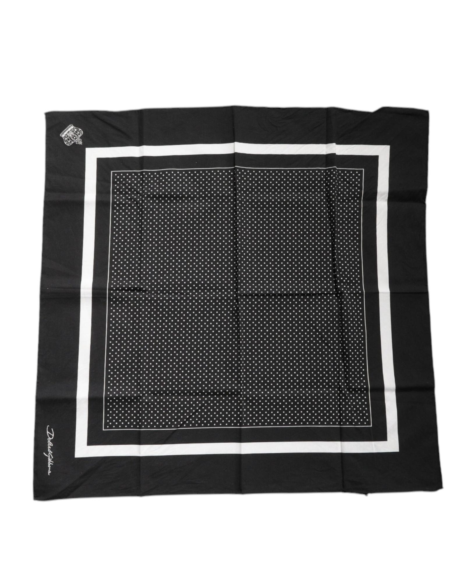 V539-MS7230-202506170954-00 Dolce & Gabbana Men's Black Polka Dots Cotton Handkerchief Scarf - One Size - Image 1
