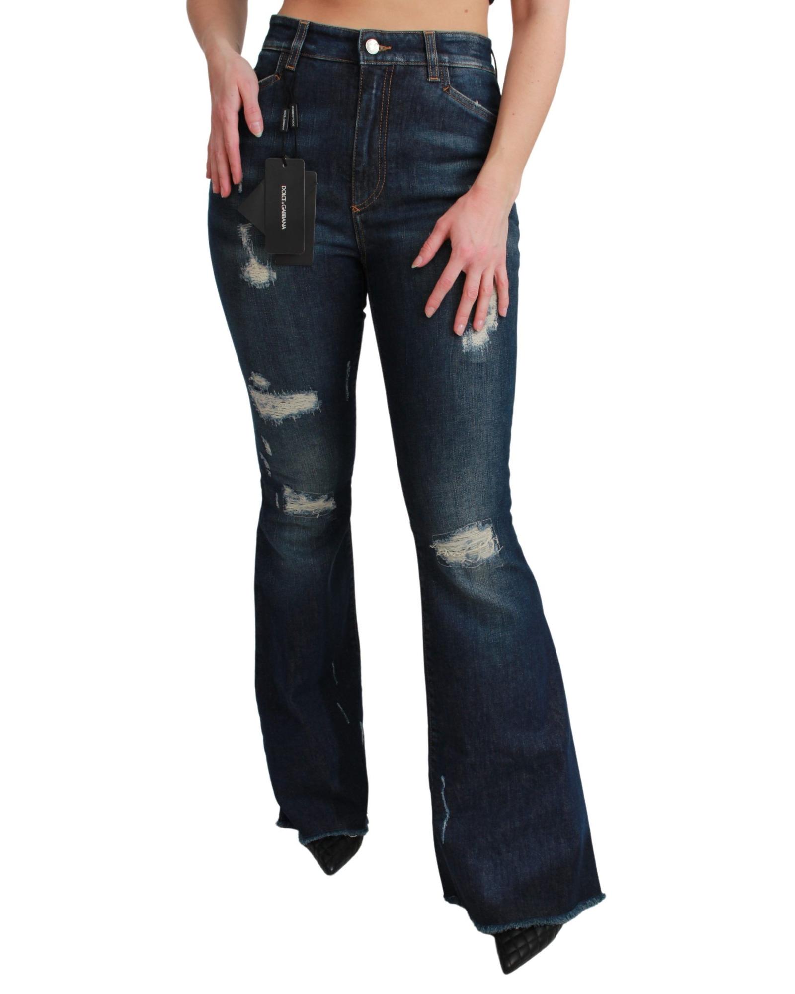 V539-PAN71050-38-202509011135-00 High Waist Flare Denim Jeans with Queen Patch Embroidery 38 IT Women - Image 1