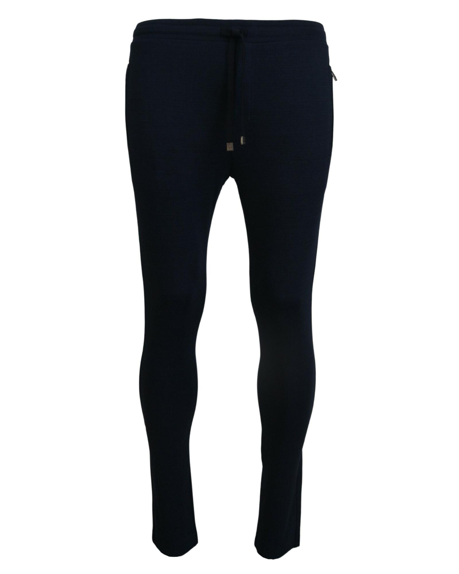 V539-PAN74583-44-202509010400-00 Blue Track Casual Sweatpants with Logo Details by Dolce & Gabbana 44 IT Men - Image 1