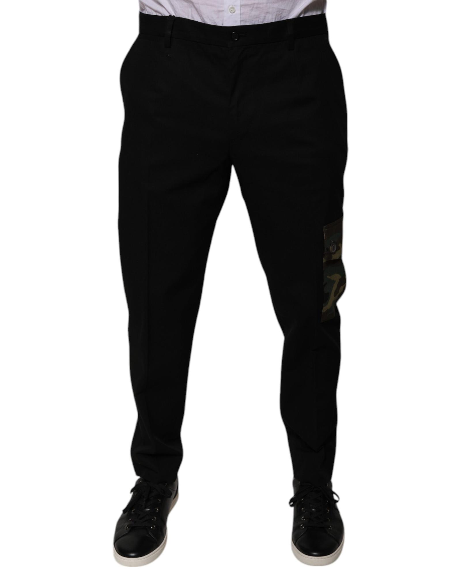 V539-PAN75763-52-202506180430-00 Dolce & Gabbana Men's Black Cotton Cargo Casual Pants - 52 IT - Image 1