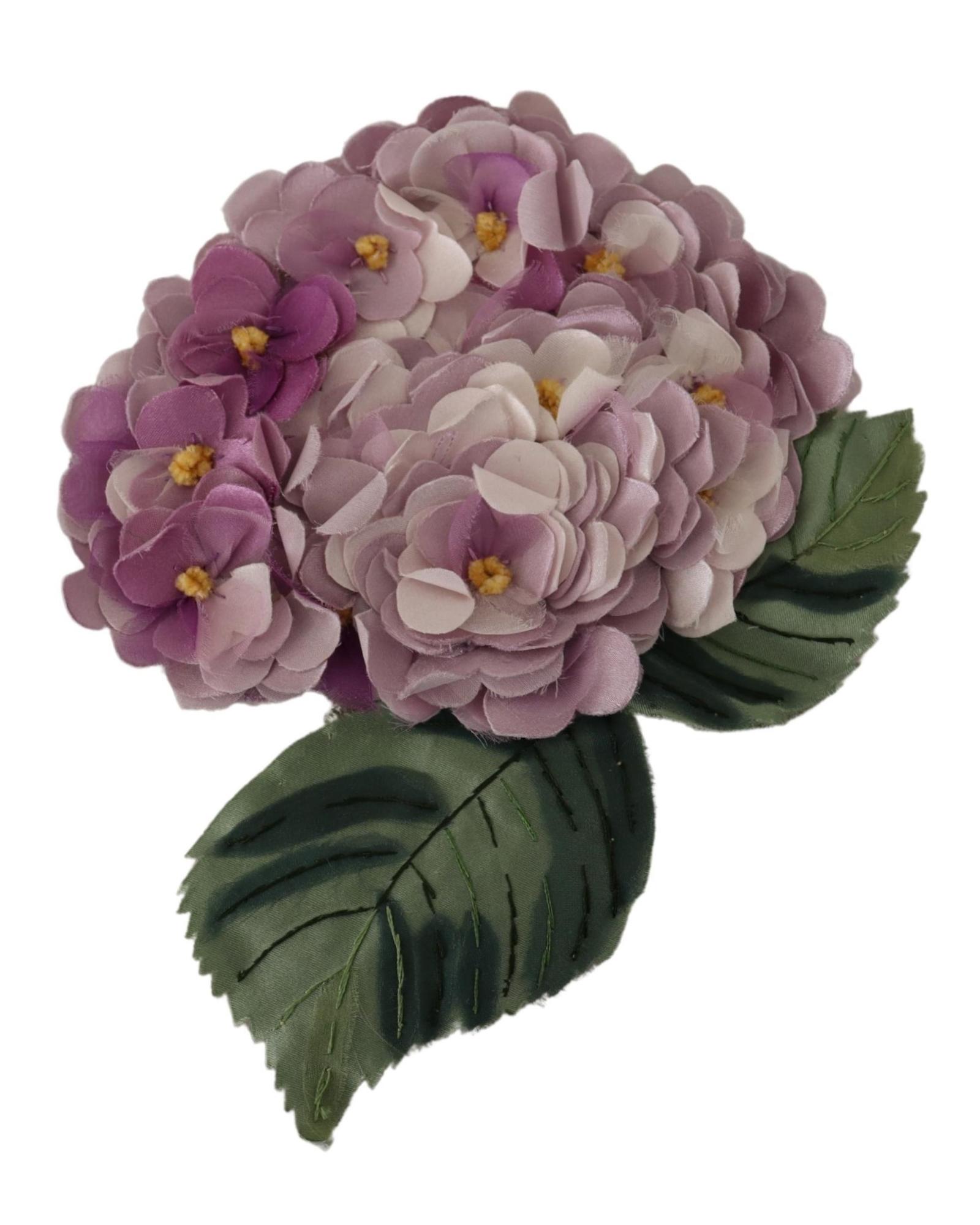 V539-SMY101435-202506180620-00 Dolce & Gabbana Women's Elegant Purple Floral Silk Blend Brooch - One Size - Image 1