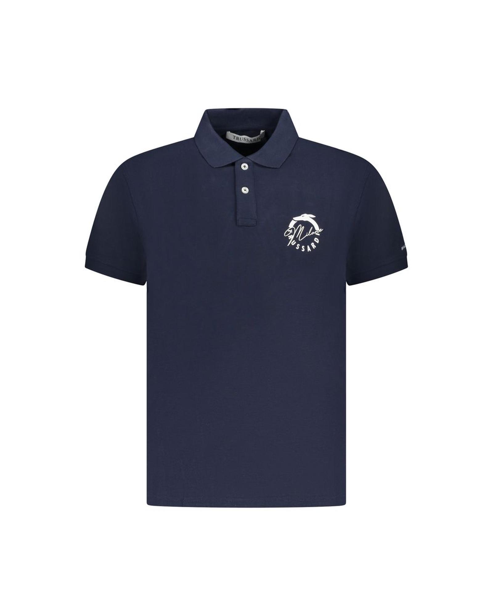 V539-TR-36626-S-202506181136-00 Trussardi Men's Blue Cotton Polo Shirt - S - Image 1