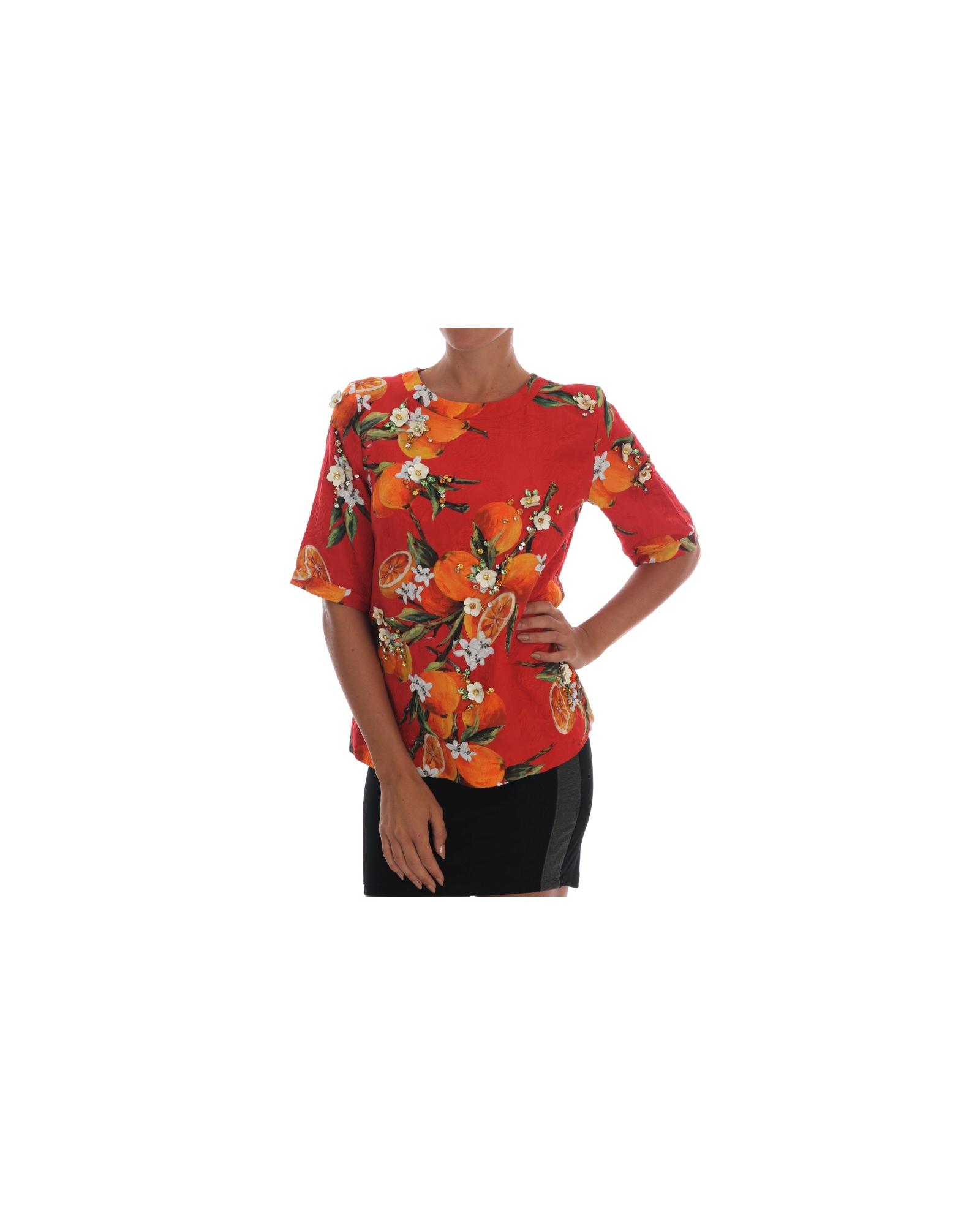 V539-TSH1405-1-202509010655-00 Crystal Embellished Blossom Print Blouse 38 IT Women - Image 1