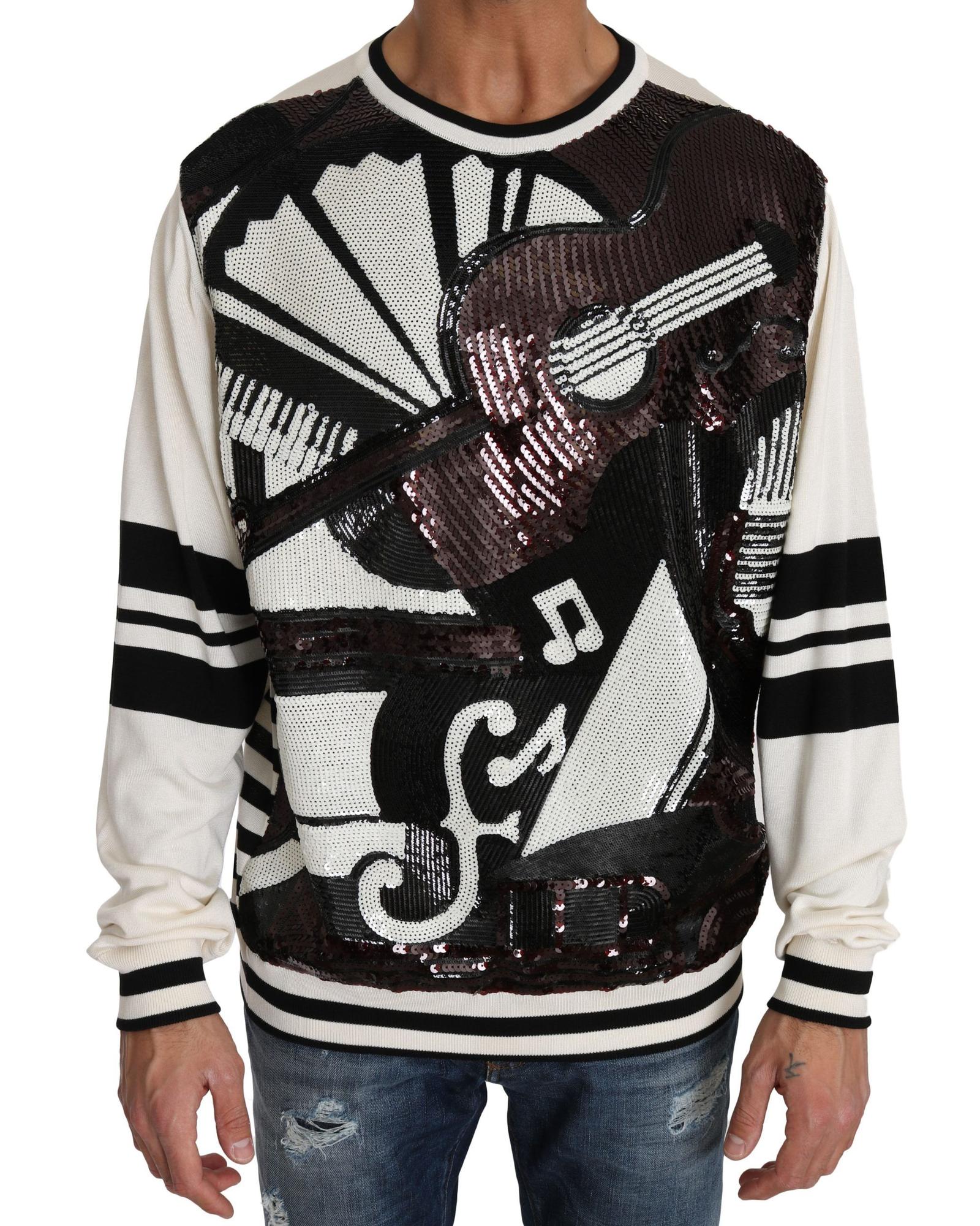 V539-TSH2521-IT48-202509011450-00 New York Jazz Sequined Silk Pullover Sweater 48 IT Men - Image 1