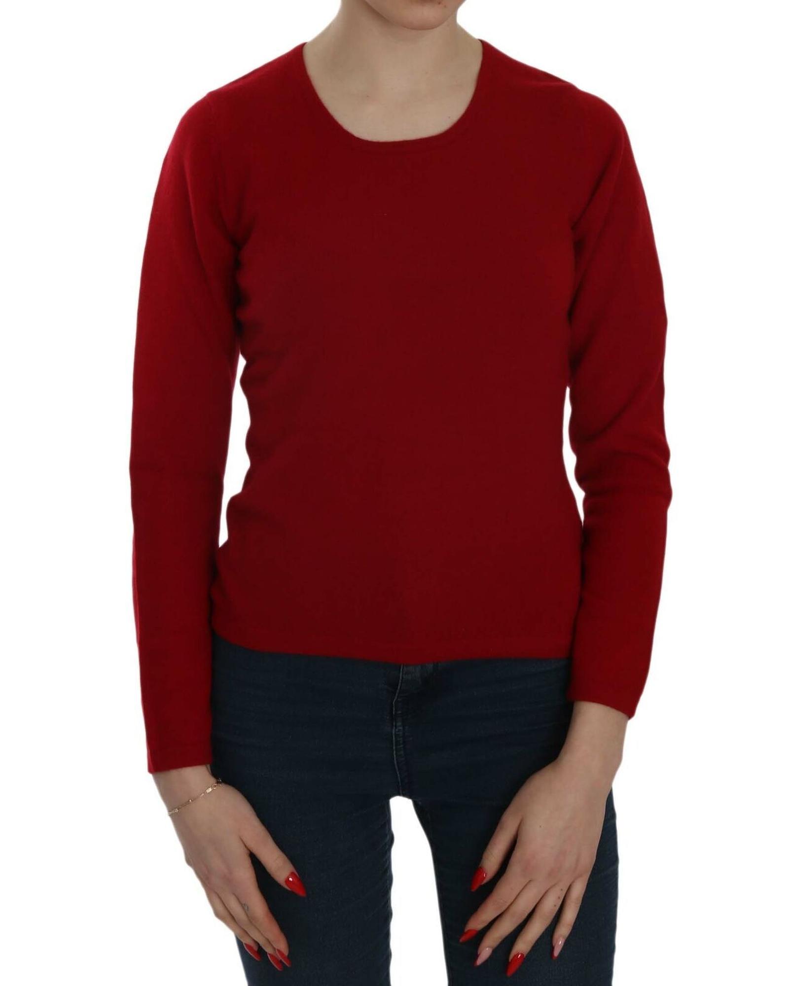 V539-TSH3896-M-169763-00 MILA SCHON Women's Red Round Neck Pullover Cashmere Sweater - M - Image 1
