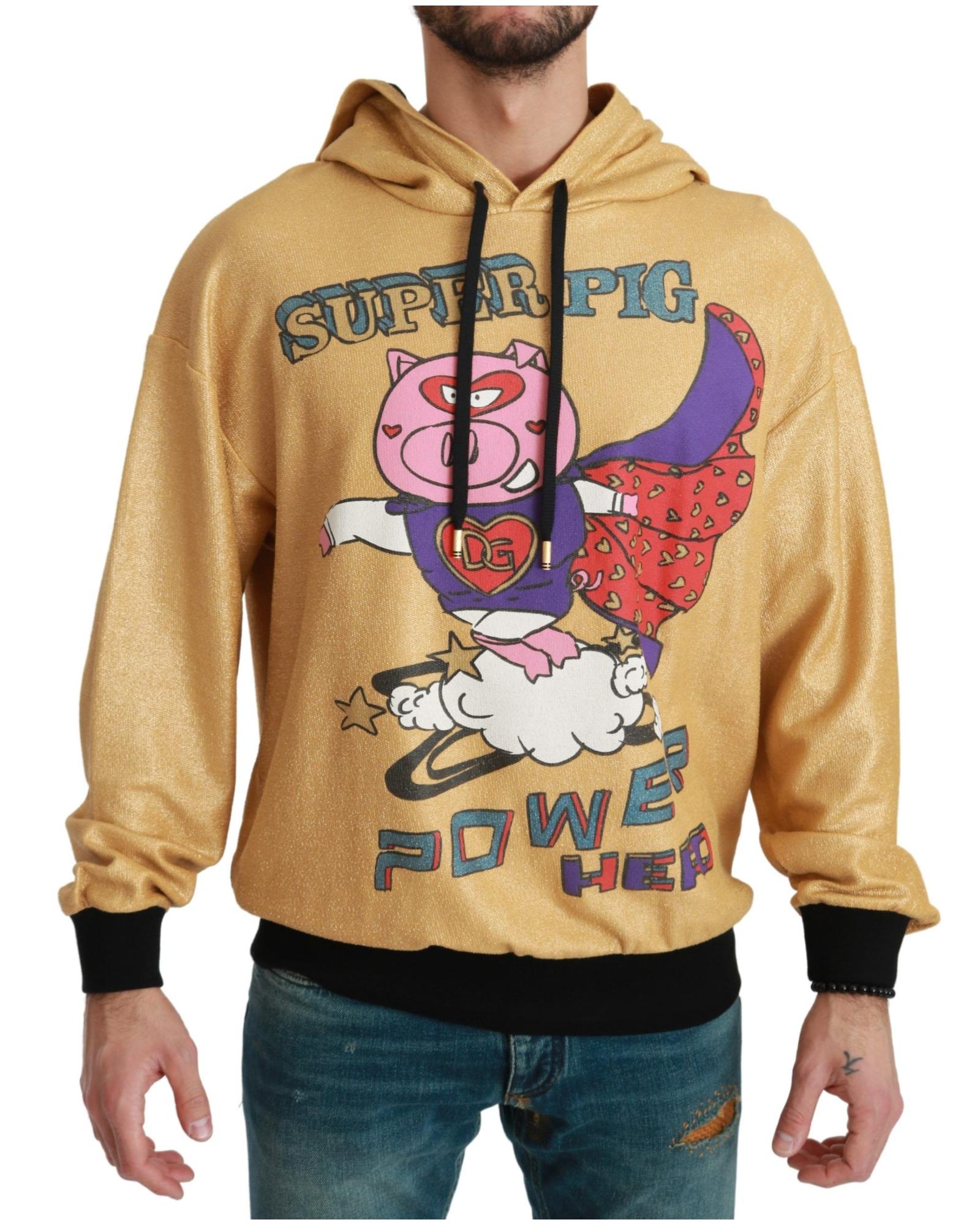 V539-TSH4614-46-169669-00 Dolce & Gabbana Men's Gold Pig of the Year Hooded Sweater - 46 IT - Image 1
