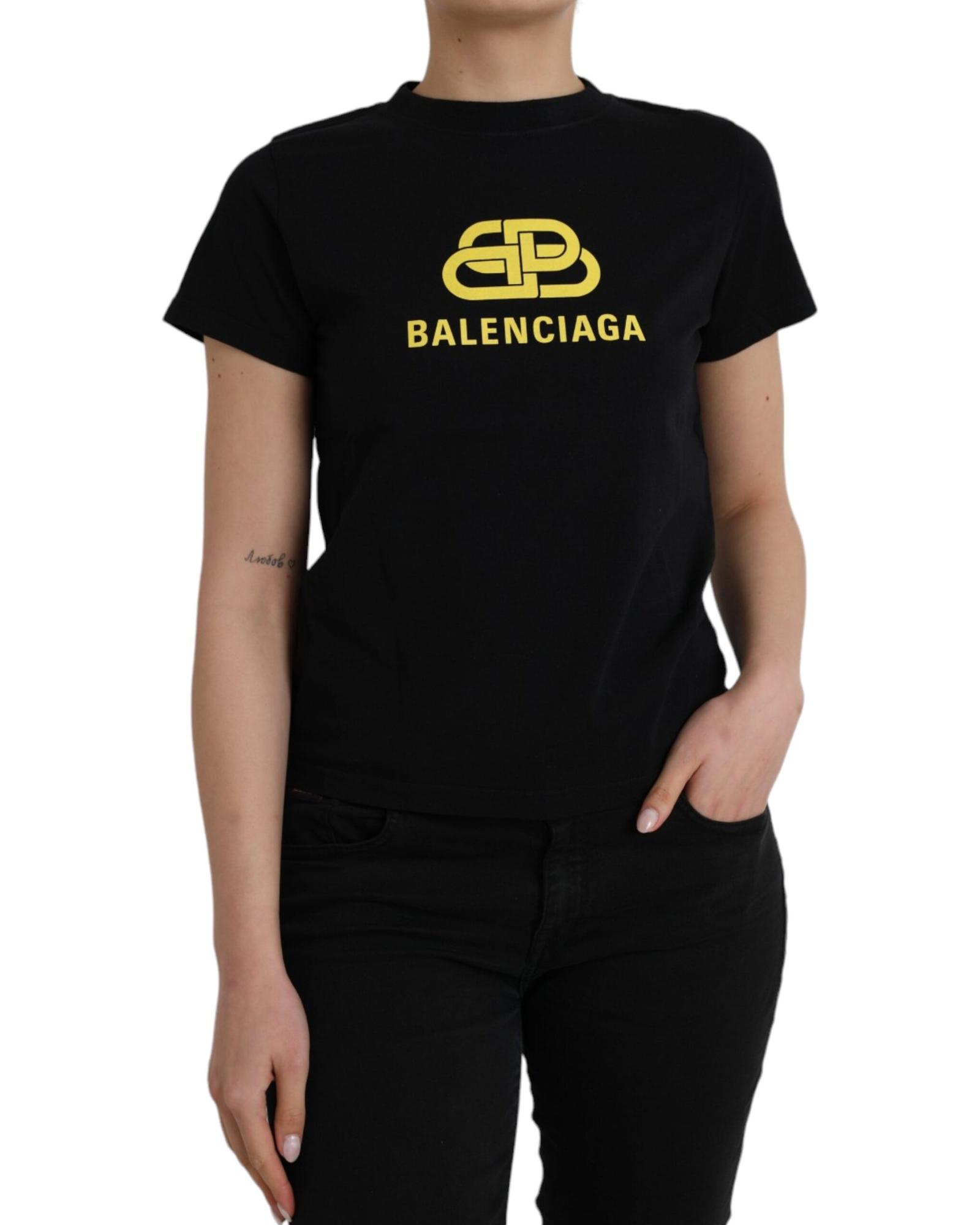 V539-TSH85024-L-202506181141-00 Balenciaga Women's Black Cotton Logo Crew Neck Short Sleeves T-shirt - L - Image 1