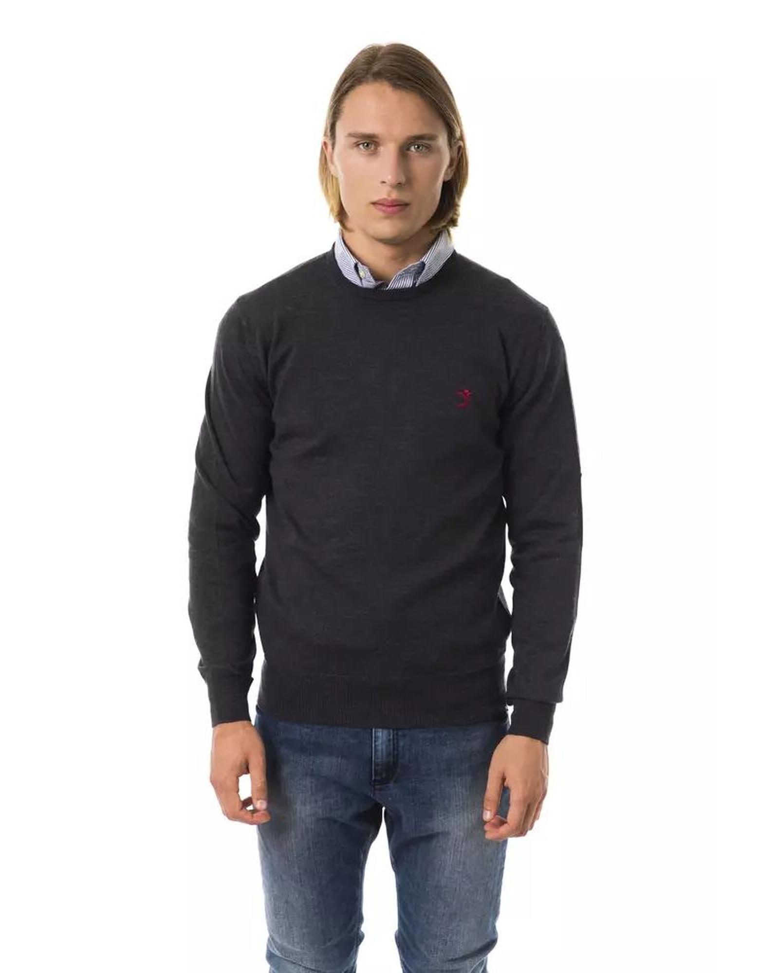 V539-UO-7816-S-202508311700-00 Embroidered Crew Neck Sweater made from Extrafine Wool Merinos Fabric S Men - Image 1