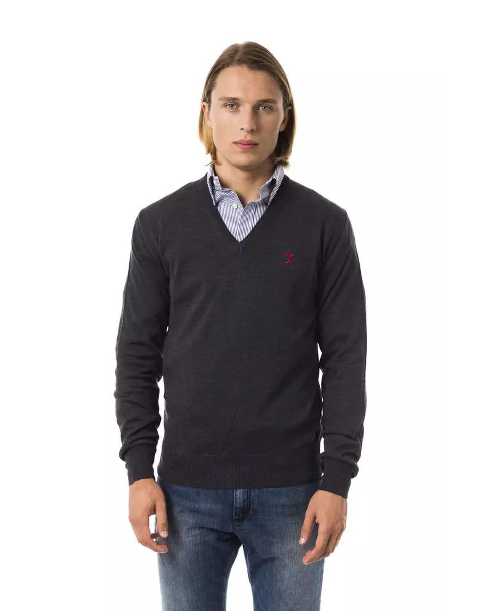 V539-UO-7824-M-202509010855-00 Embroidered V-neck Sweater in Extrafine Wool Merinos Fabric M Men - Image 1