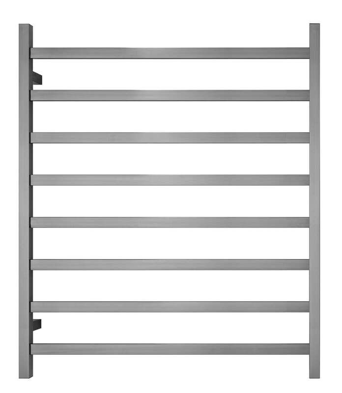 V549-10085SQUAREHEATGUN-109635-00 Premium Gunmetal Heated Towel Rack - 8 Bars, Square Design, AU Standard, 1000x850mm Wide - Image 1