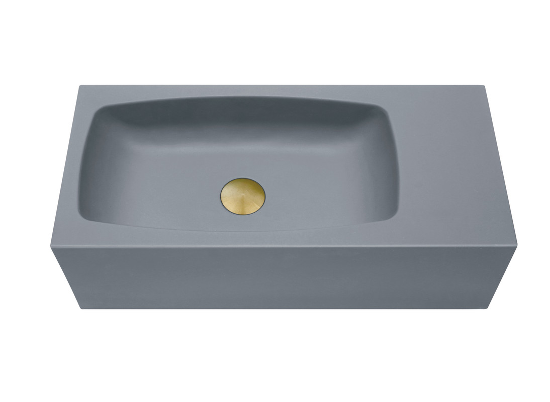 V549-6530ACONDARKGREY-95857-00 New Concrete Cement Wash Basin Counter Top Matte Dark Grey Wall Hung Curved Basin - Image 1