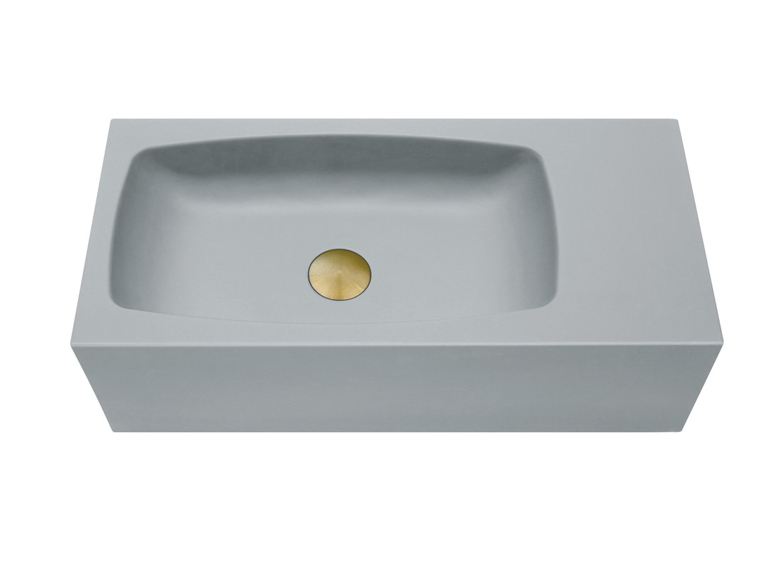 V549-6530ACONLIGHTGREY-95859-00 New Concrete Cement Wash Basin Counter Top Matte Light Grey Wall Hung Curved Basin - Image 1