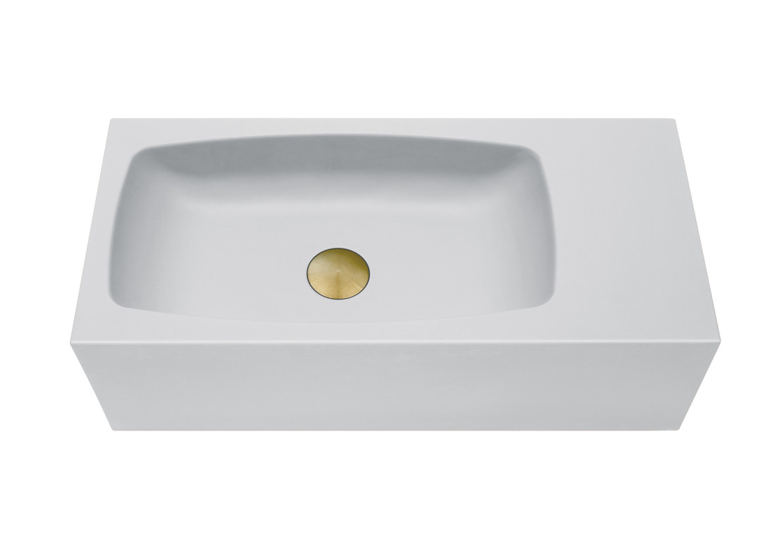 V549-6530ACONWHITE-95860-00 New Concrete Cement Wash Basin Counter Top Matte White Wall Hung Curved Basin - Image 1