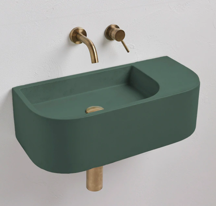 V549-6530CONDARKGREEN-95852-00 New Concrete Cement Wash Basin Counter Top Matte Lake Green Wall Hung Basin - Image 1