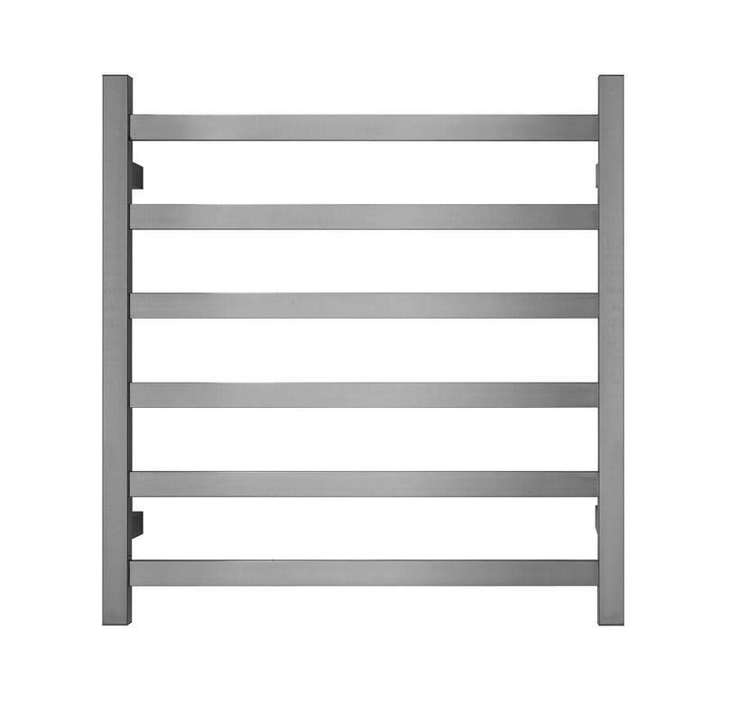 V549-6562SQUAREHEATGUN-109773-00 Premium Gunmetal Heated Towel Rack - 6 Bars, Square Design, AU Standard, 650x620mm Wide - Image 1