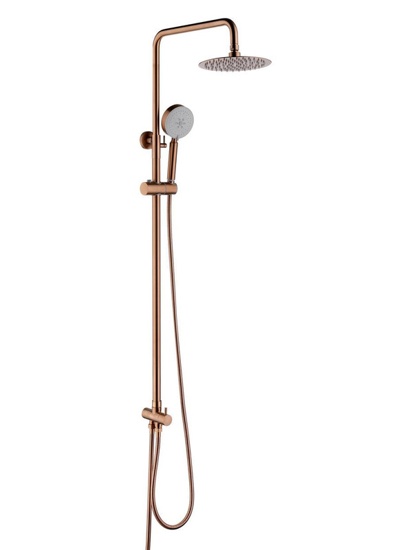 V549-COPPERSHOWERSETNEW-91046-09 2023 Brushed Rose Gold Copper Solid Stainless Steel 304 made shower set w diverter 200 mm head sprayer hand held head - Image 1