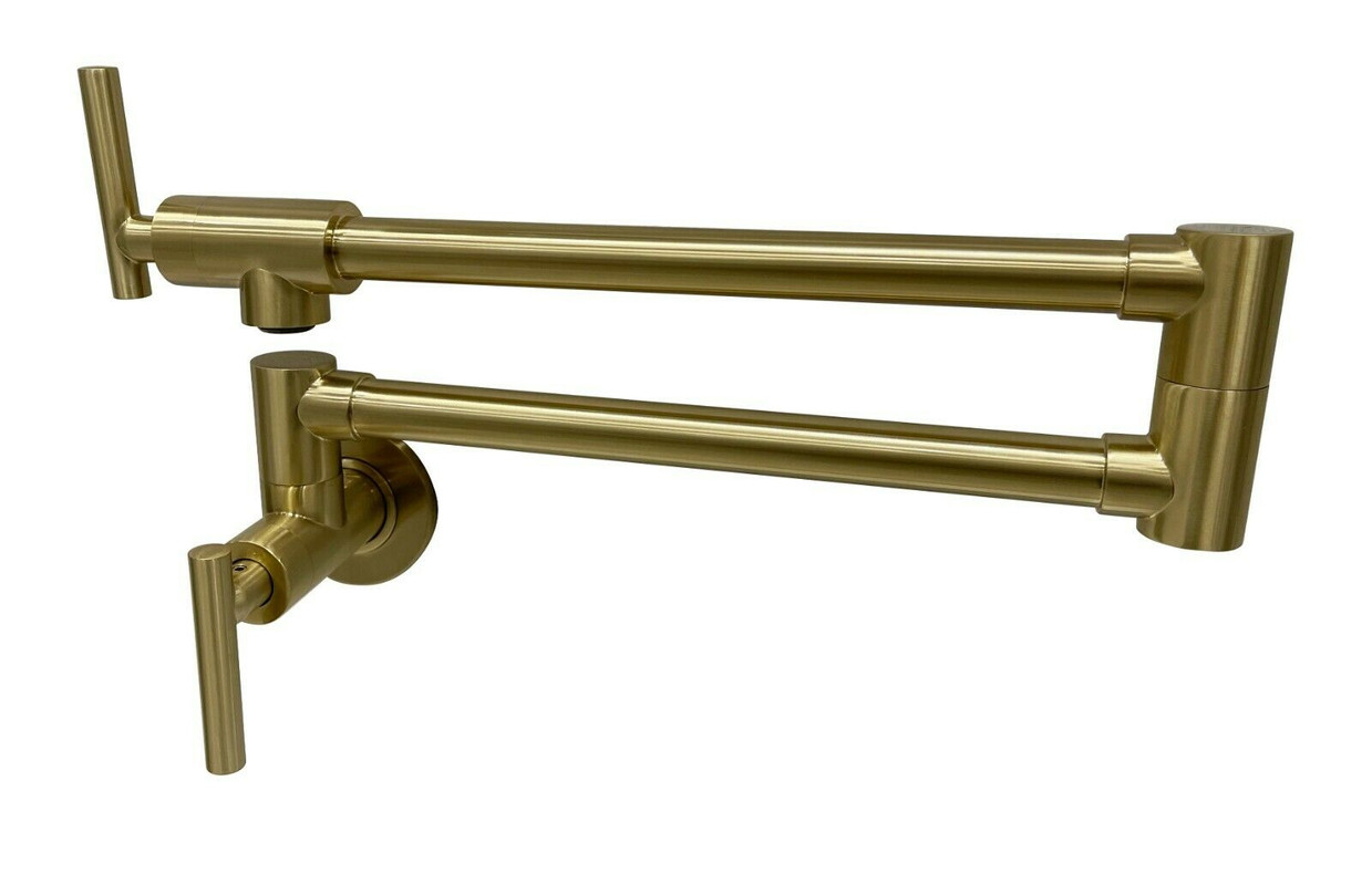 V549-GOLDPOTNEW-91084-08 2023 Brushed Gold Kitchen tap Wall Mounted Pot Filler Single Cold Water inlet - Image 1
