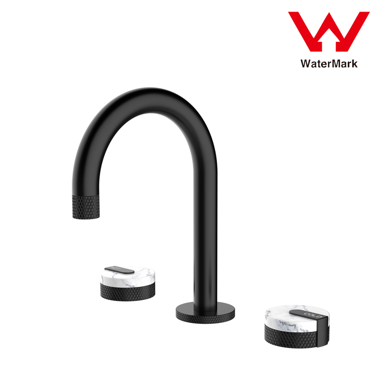 V549-MARBLEHCBENCH-90766-00 2021 New Marble Stone handle matte black wall taps 1/4 turn matte black pattern - Image 1