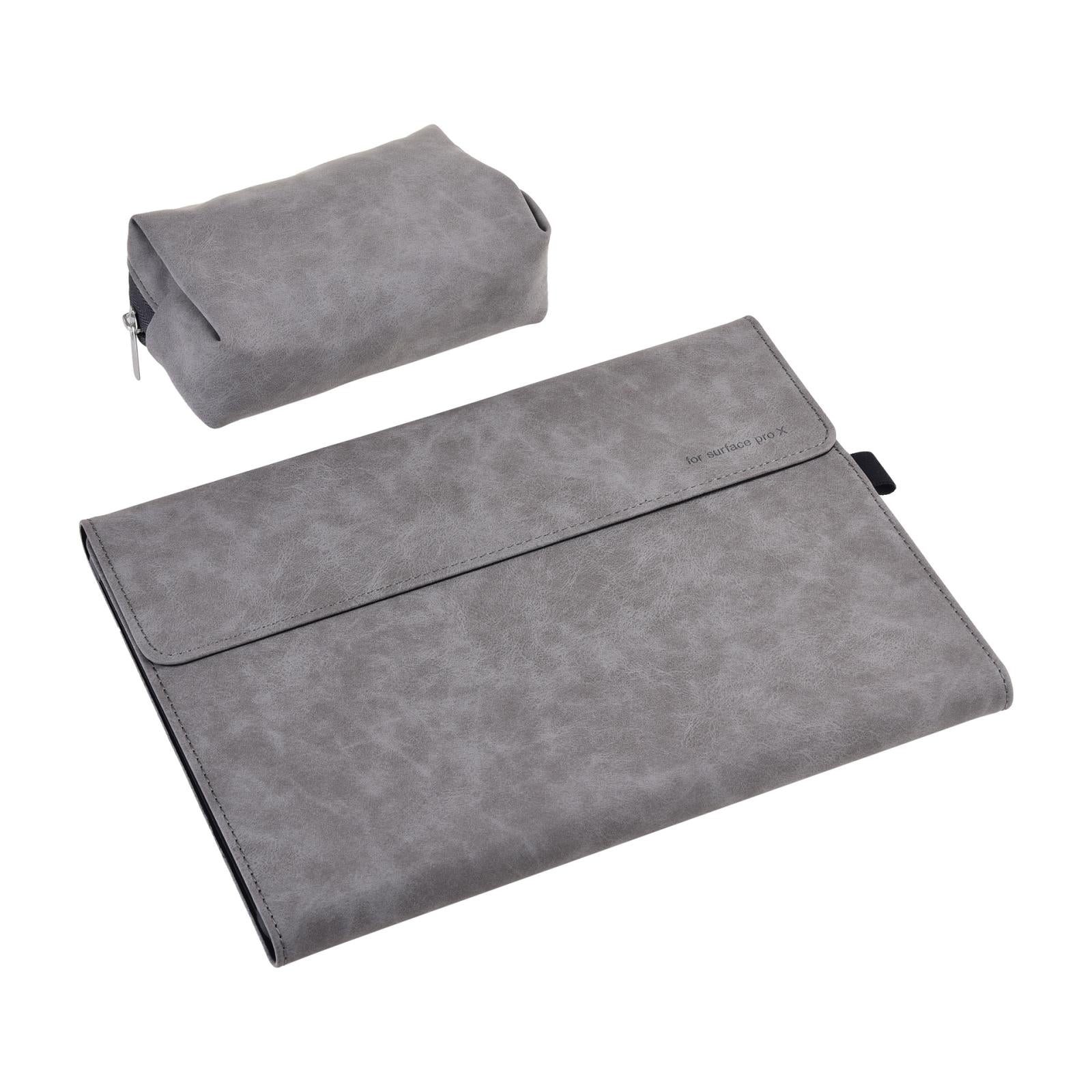 V562-0191191060DBT-202504251820-00 Light Gray Leather Tablet Case For Microsoft Surface Pro X With Power Bag - 13 Inch - Image 1