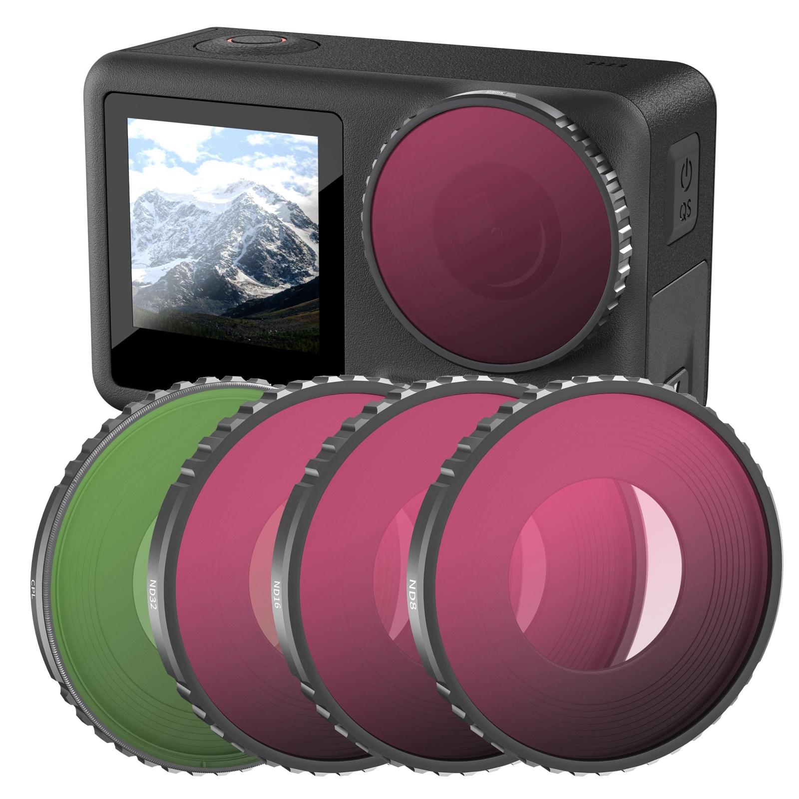V562-0260POD-202502211920-00 4-in-1 Lens Filter Set for Dji Action 4 - Nd8 Nd16 Nd32 Cpl - Image 1